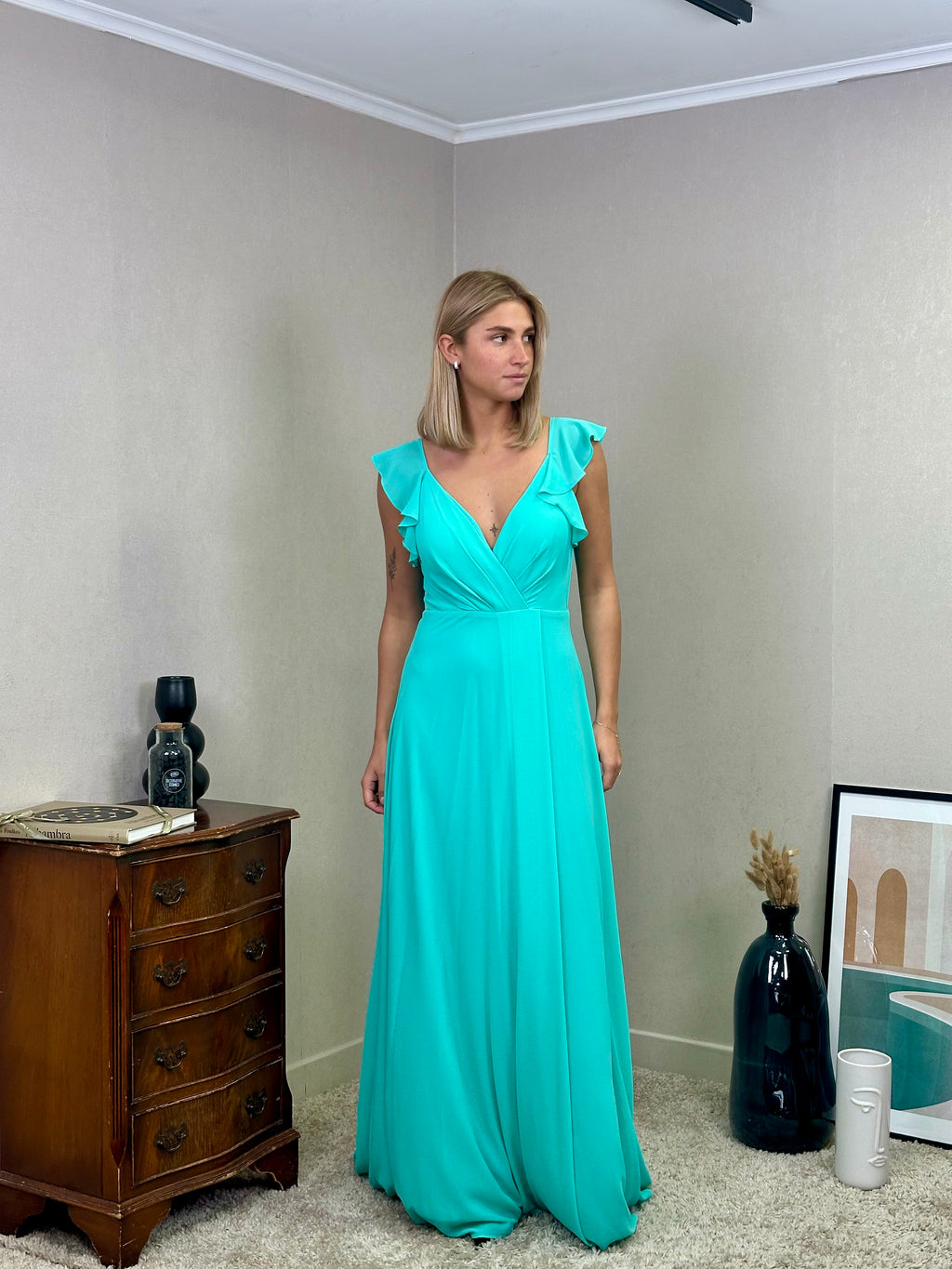 Robe de cérémonie longue fluide à volants – Lisbonne