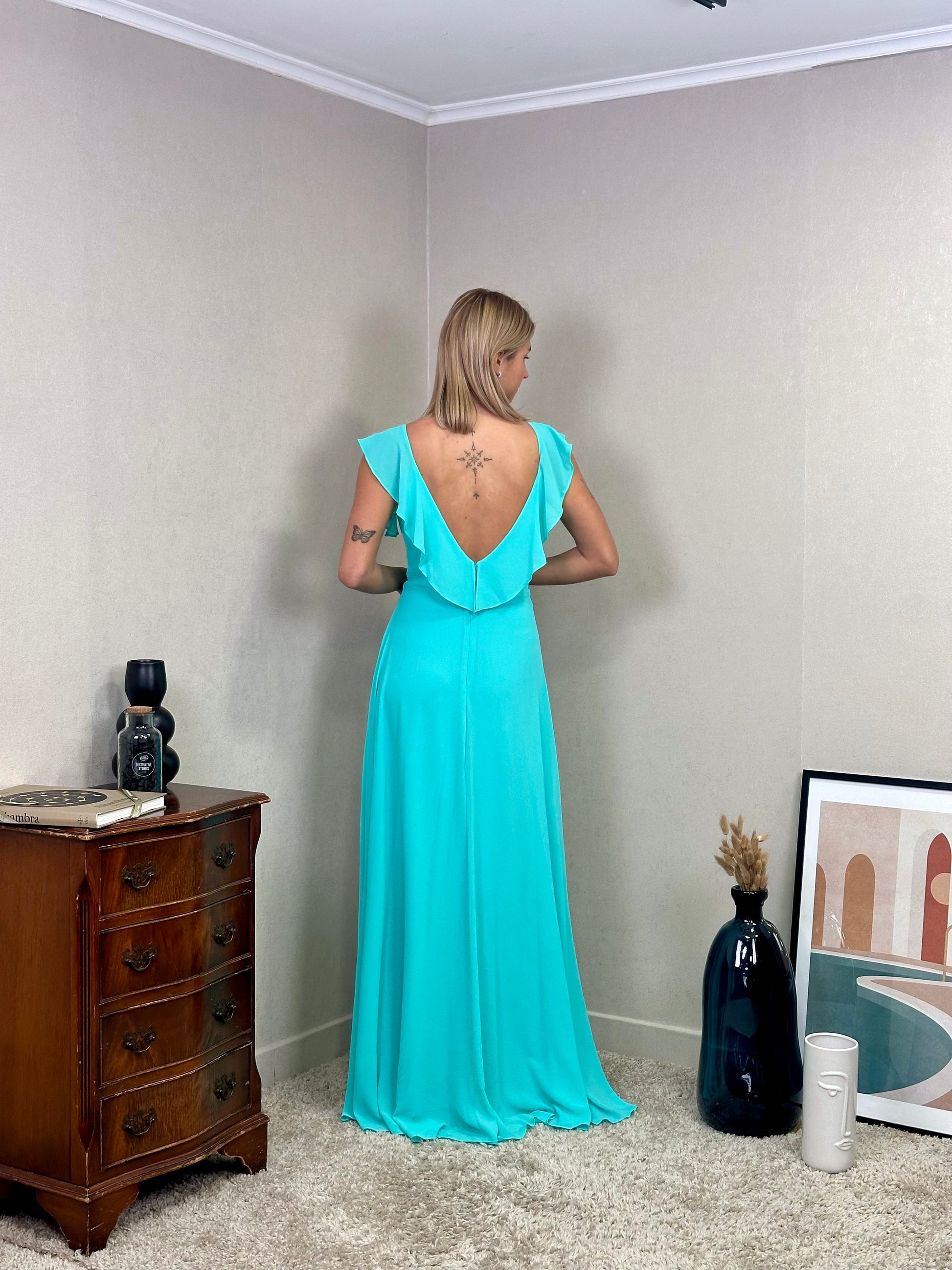 Robe de cérémonie longue fluide à volants – Lisbonne