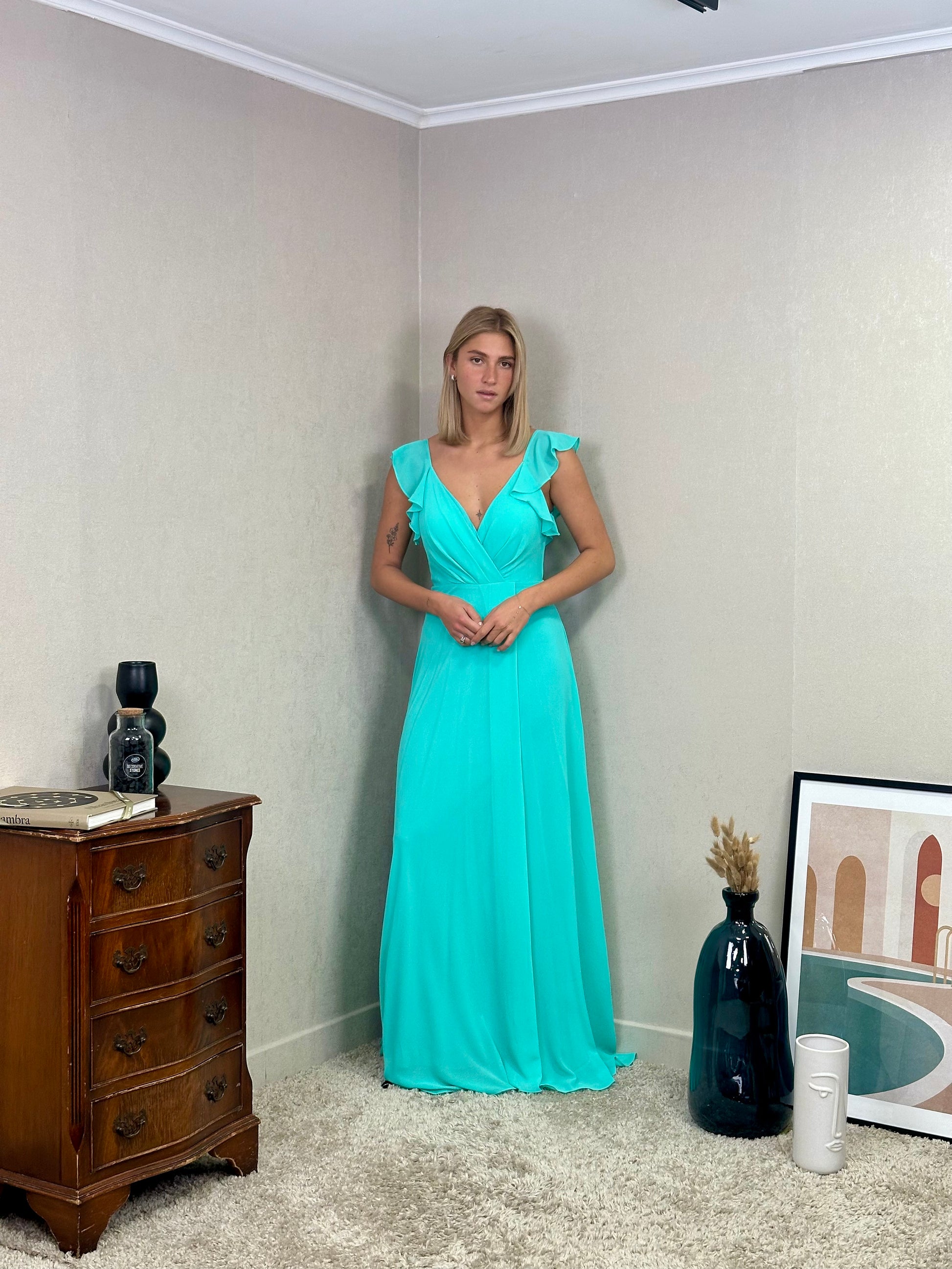 Robe de cérémonie longue fluide à volants – Lisbonne