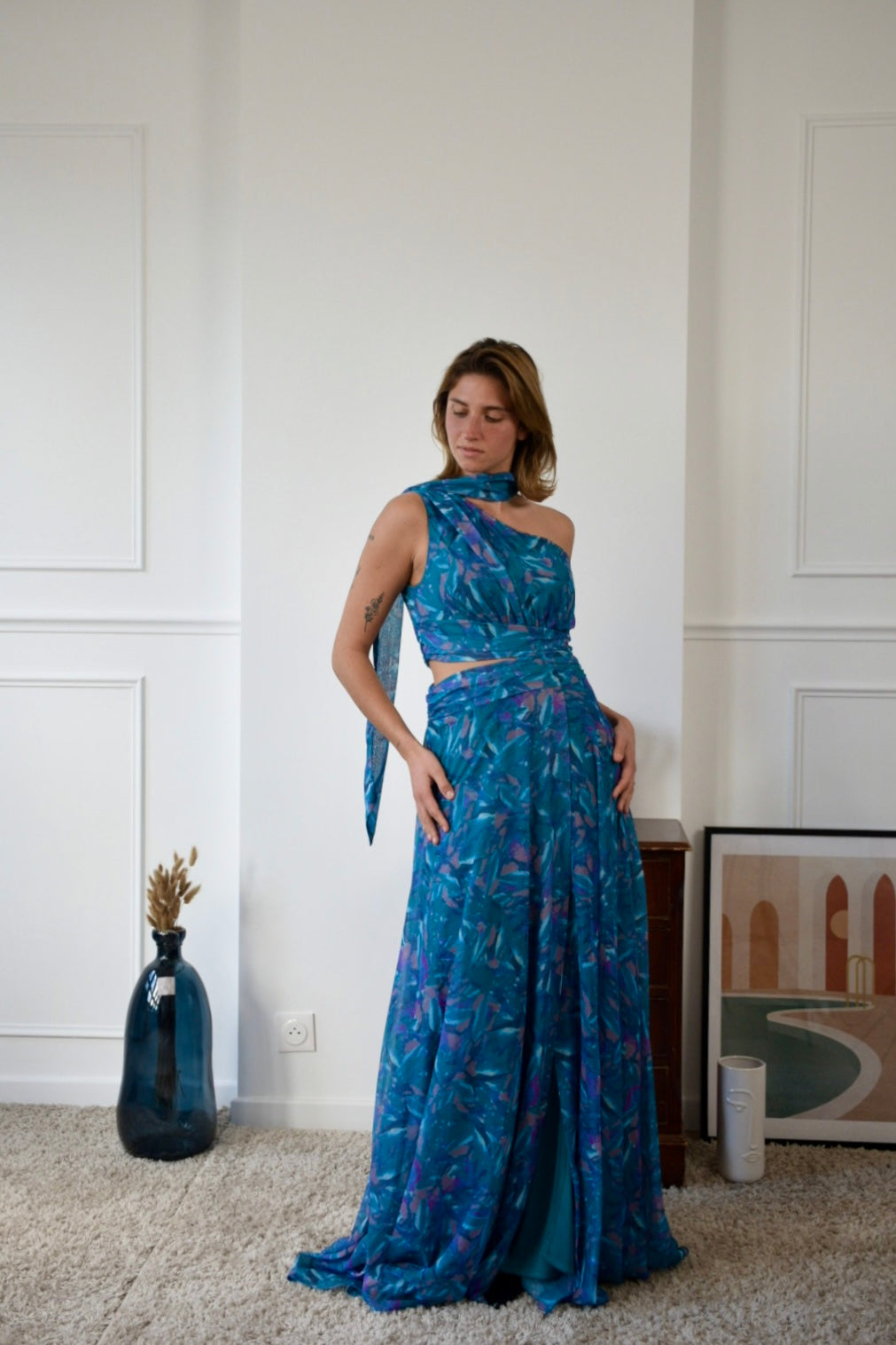 Robe imprimée asymétrique Columbus