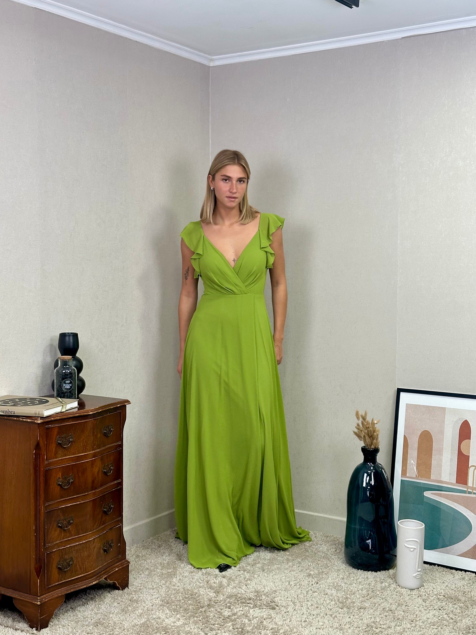 Robe de cérémonie longue fluide à volants – Lisbonne