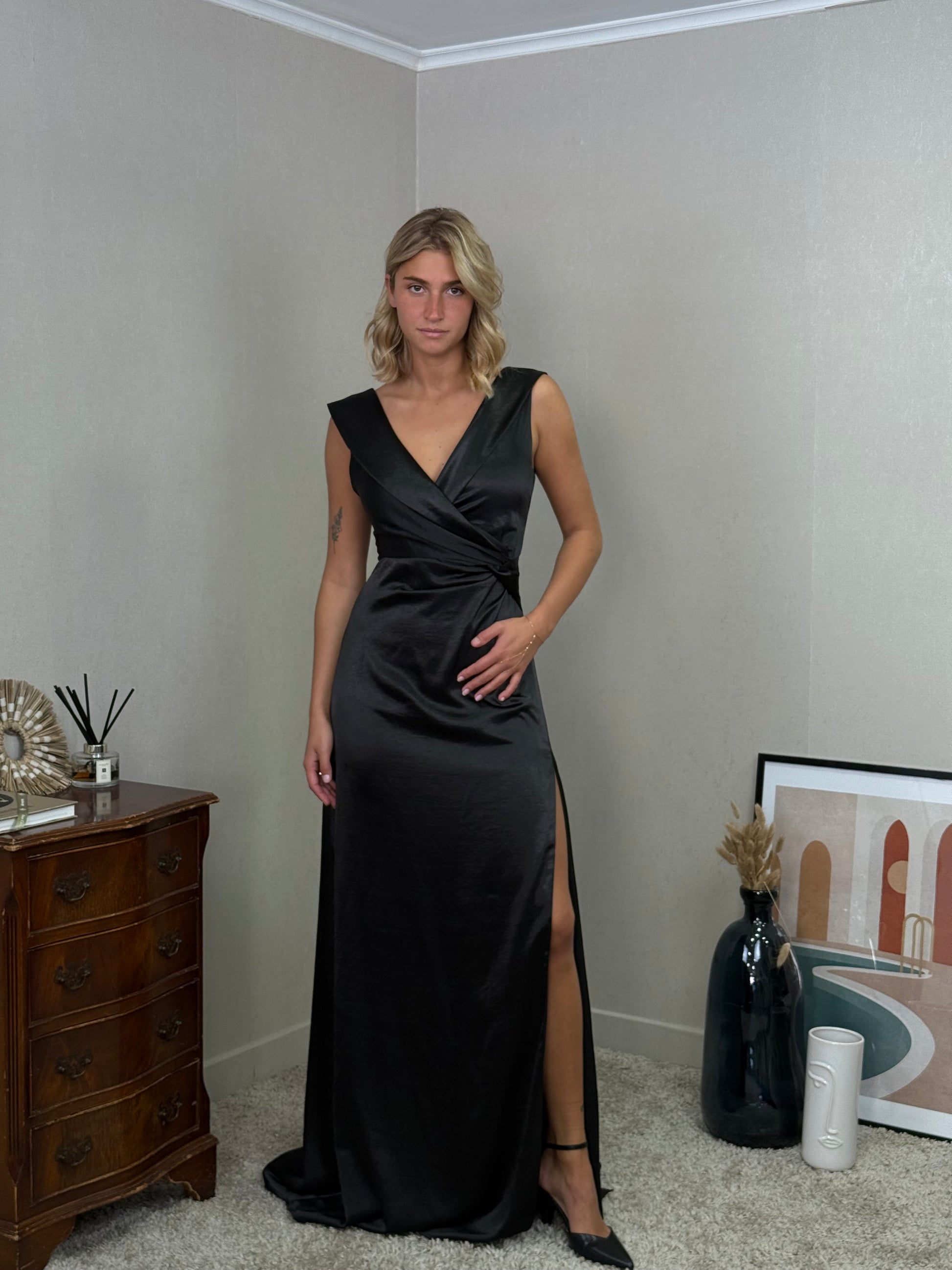 Robe longue satinée croisée RZGOW