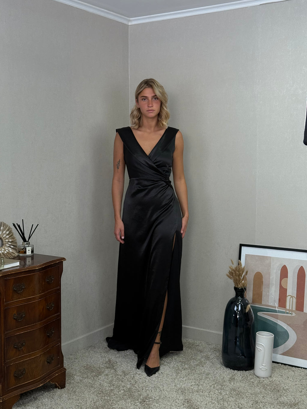 Robe longue satinée croisée RZGOW