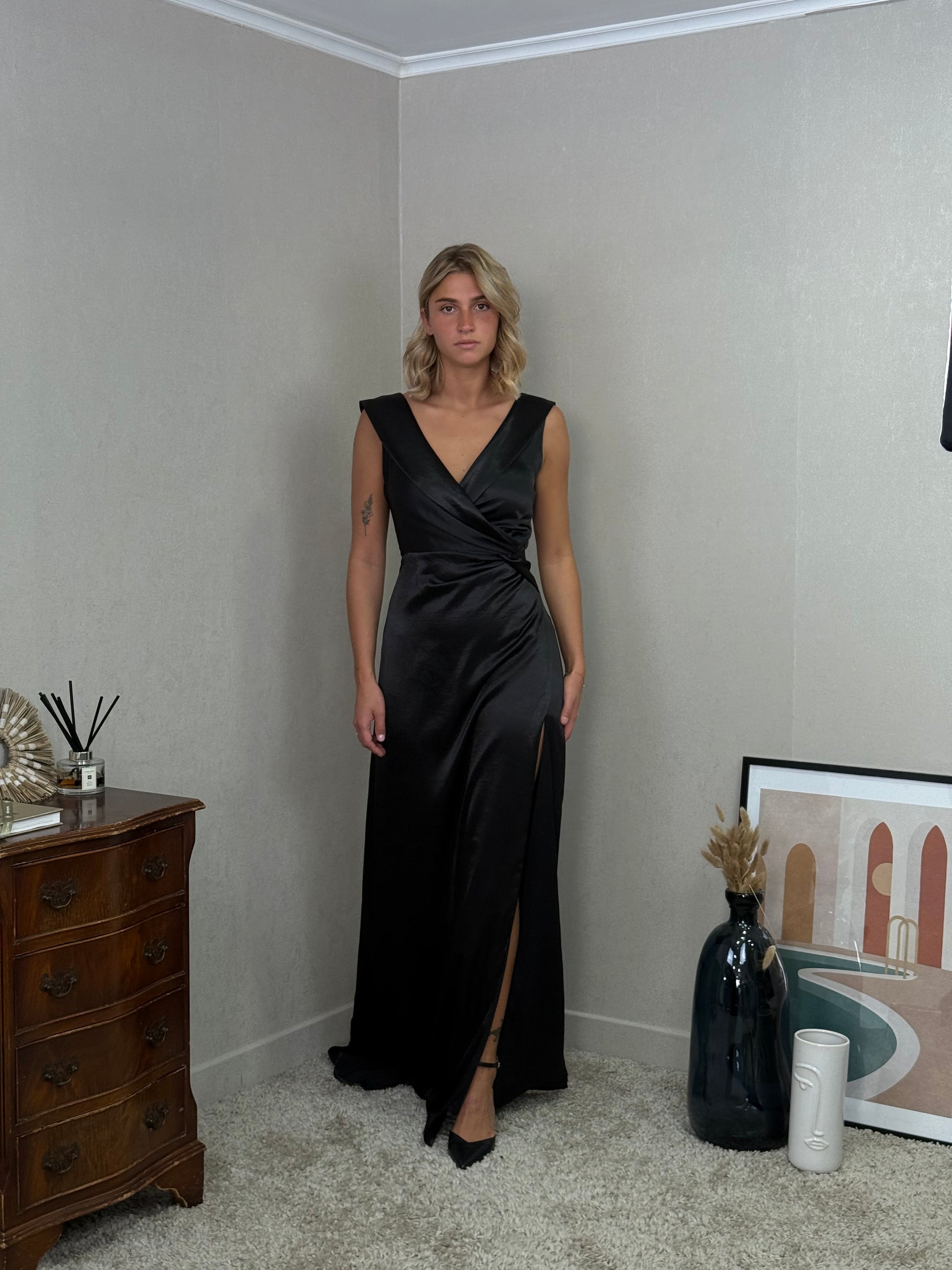 Robe longue satinée croisée RZGOW