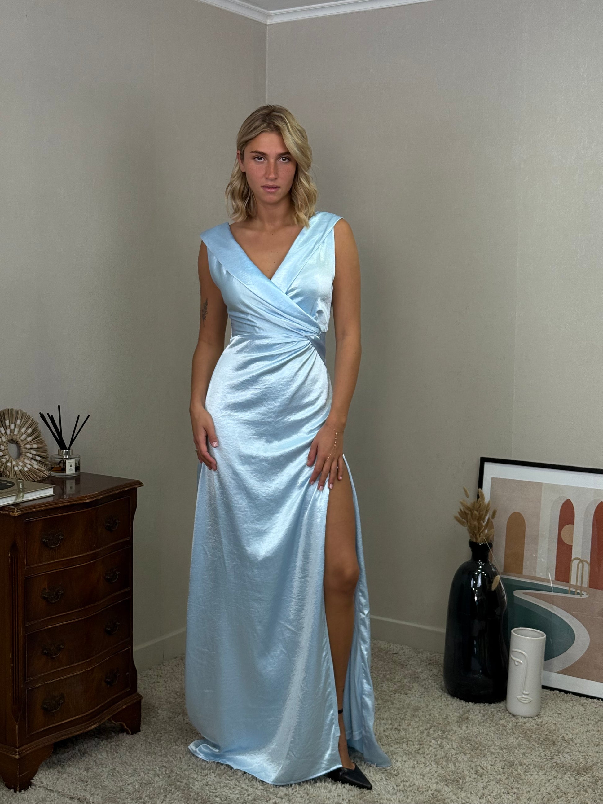 Robe longue satinée croisée RZGOW