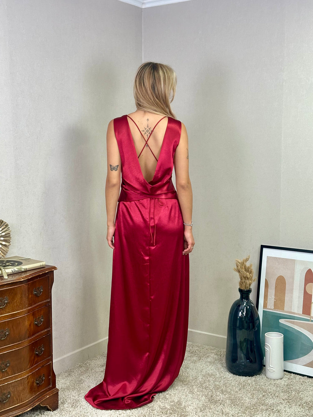 Robe satinée dos nu Salamanca