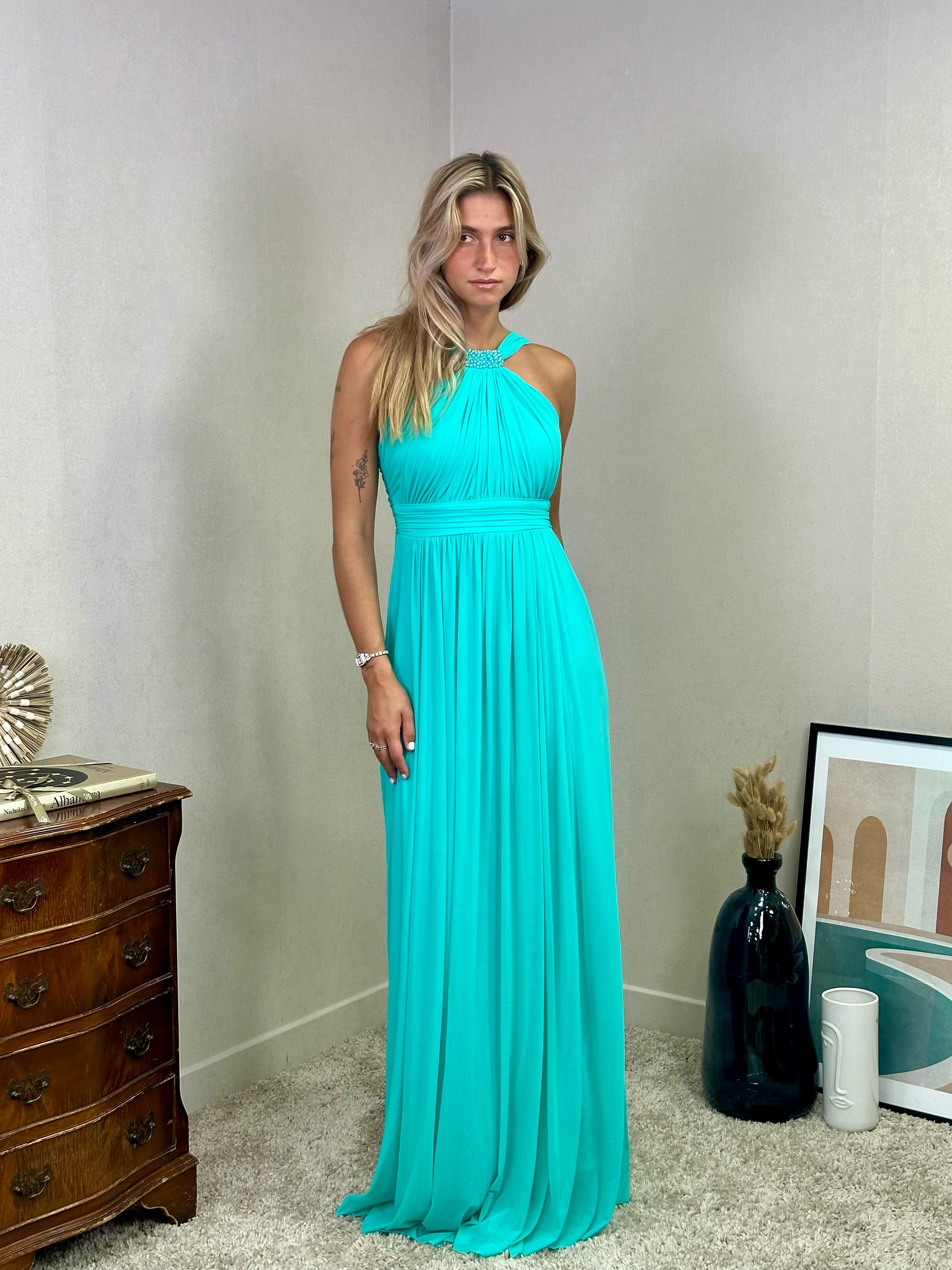 Robe de cérémonie licou perlée New York