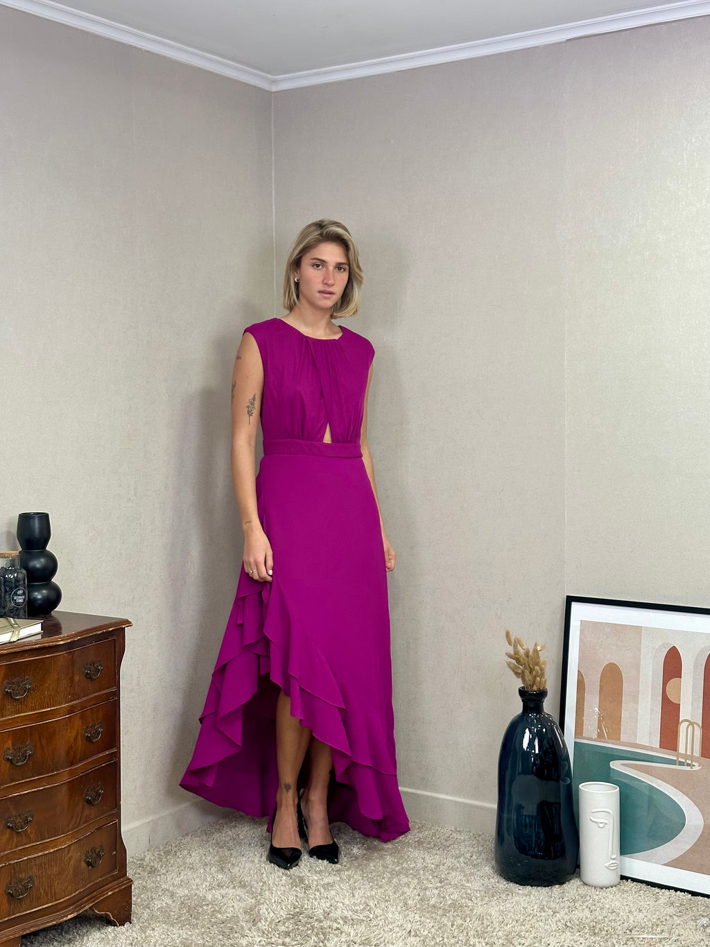 Robe asymétrique à volants DACCA
