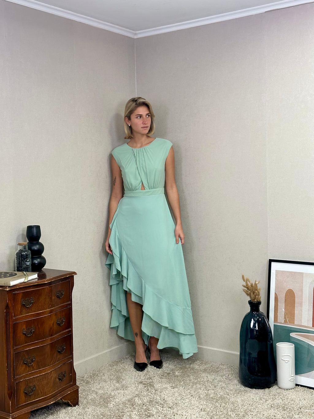 Robe asymétrique à volants DACCA
