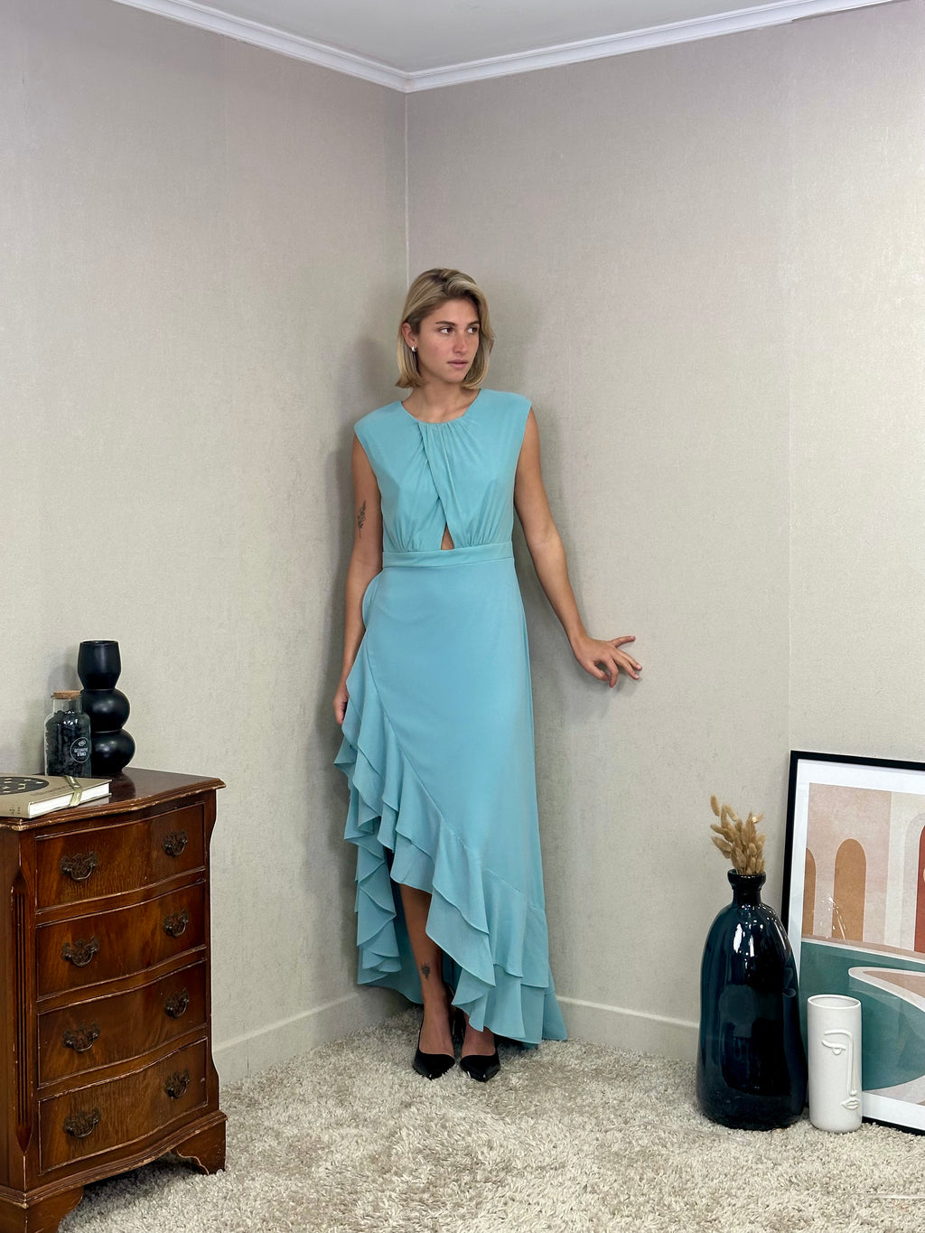Robe asymétrique à volants DACCA
