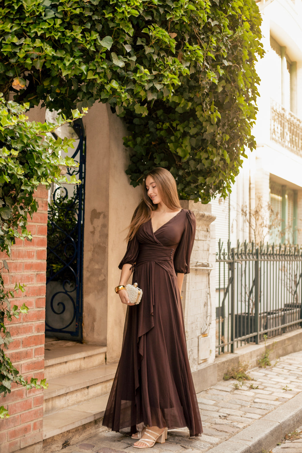 Robe longue à manches trois-quarts - Wuxi