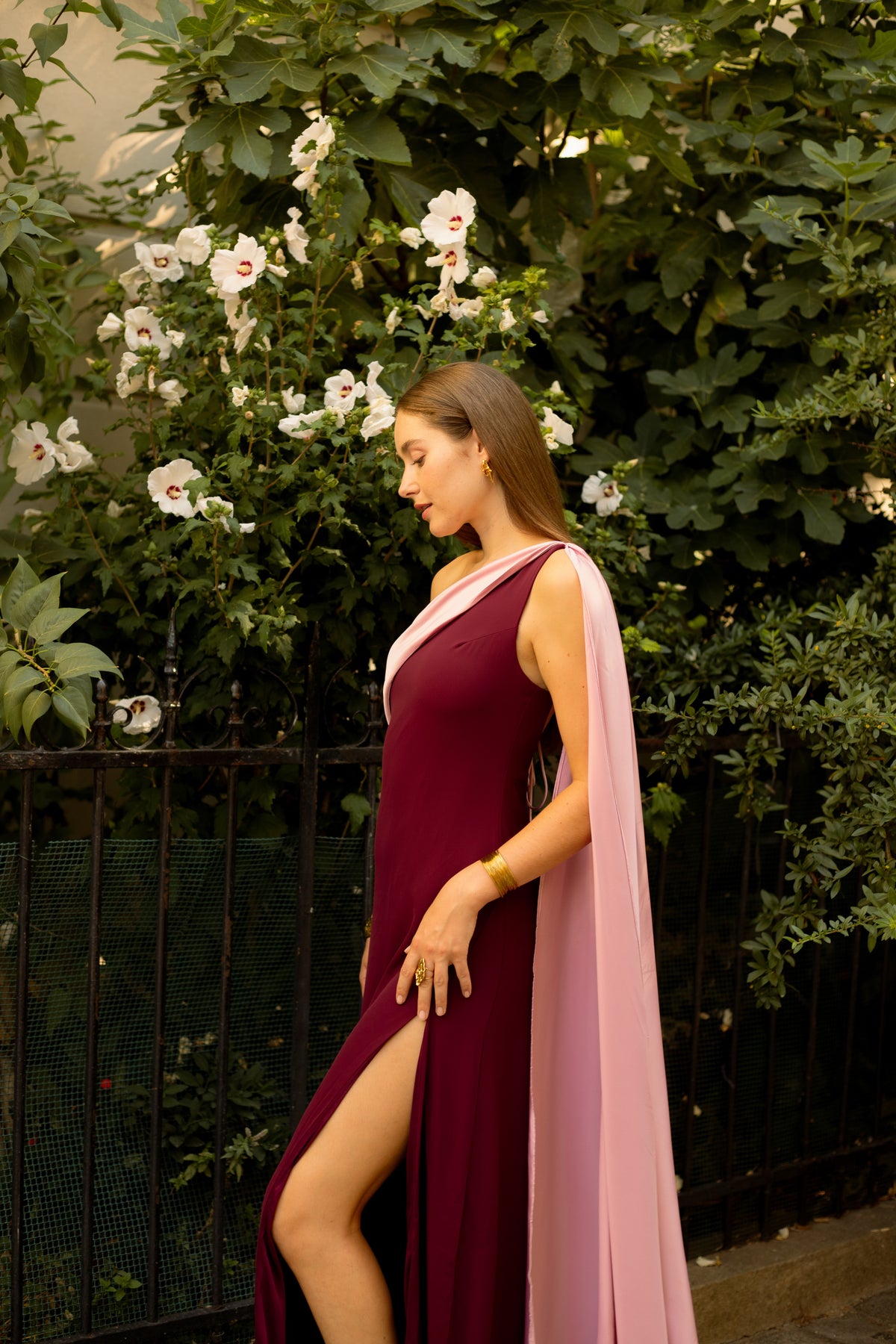 Robe de cérémonie bicolore une épaule à étole - Cagliari V2