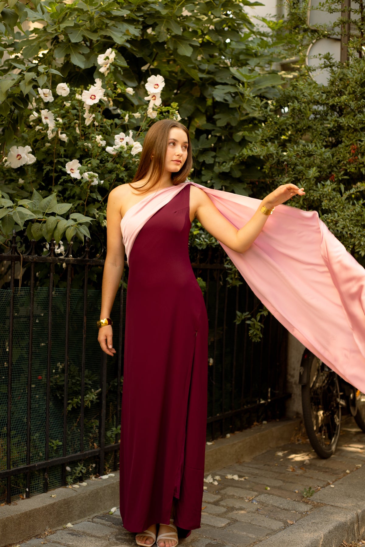 Robe de cérémonie bicolore une épaule à étole - Cagliari V2