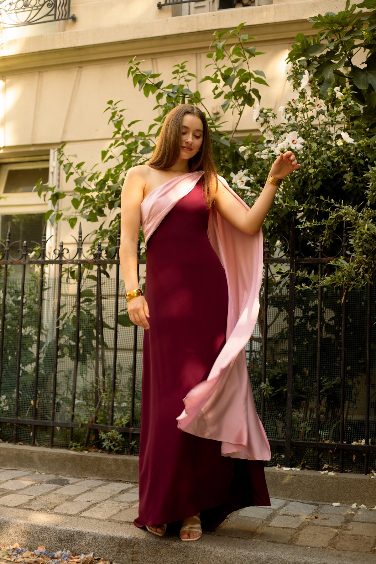 Robe de cérémonie bicolore une épaule à étole - Cagliari V2