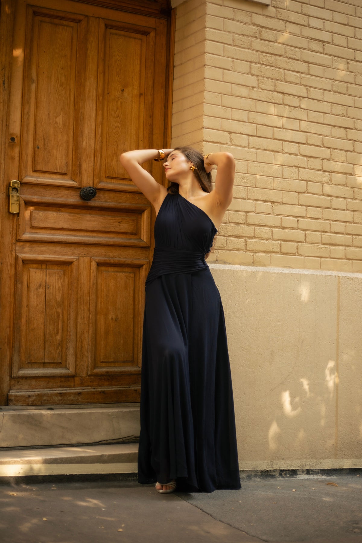 Robe longue asymétrique plissée - Eaubonne