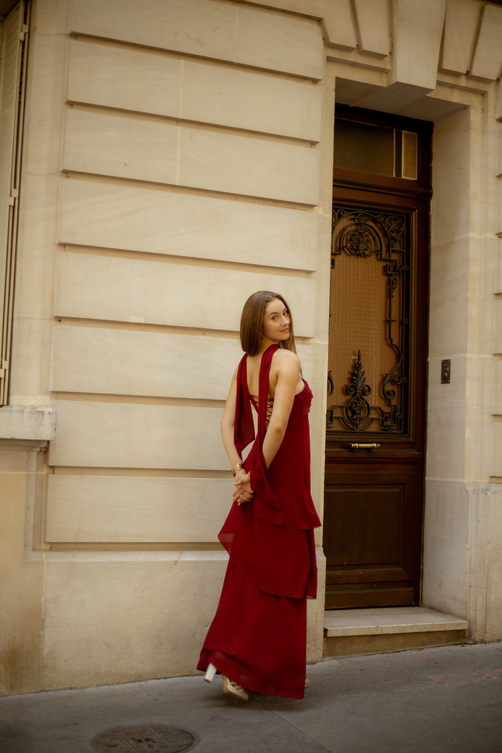 Robe longue asymétrique à étole - Shangsi