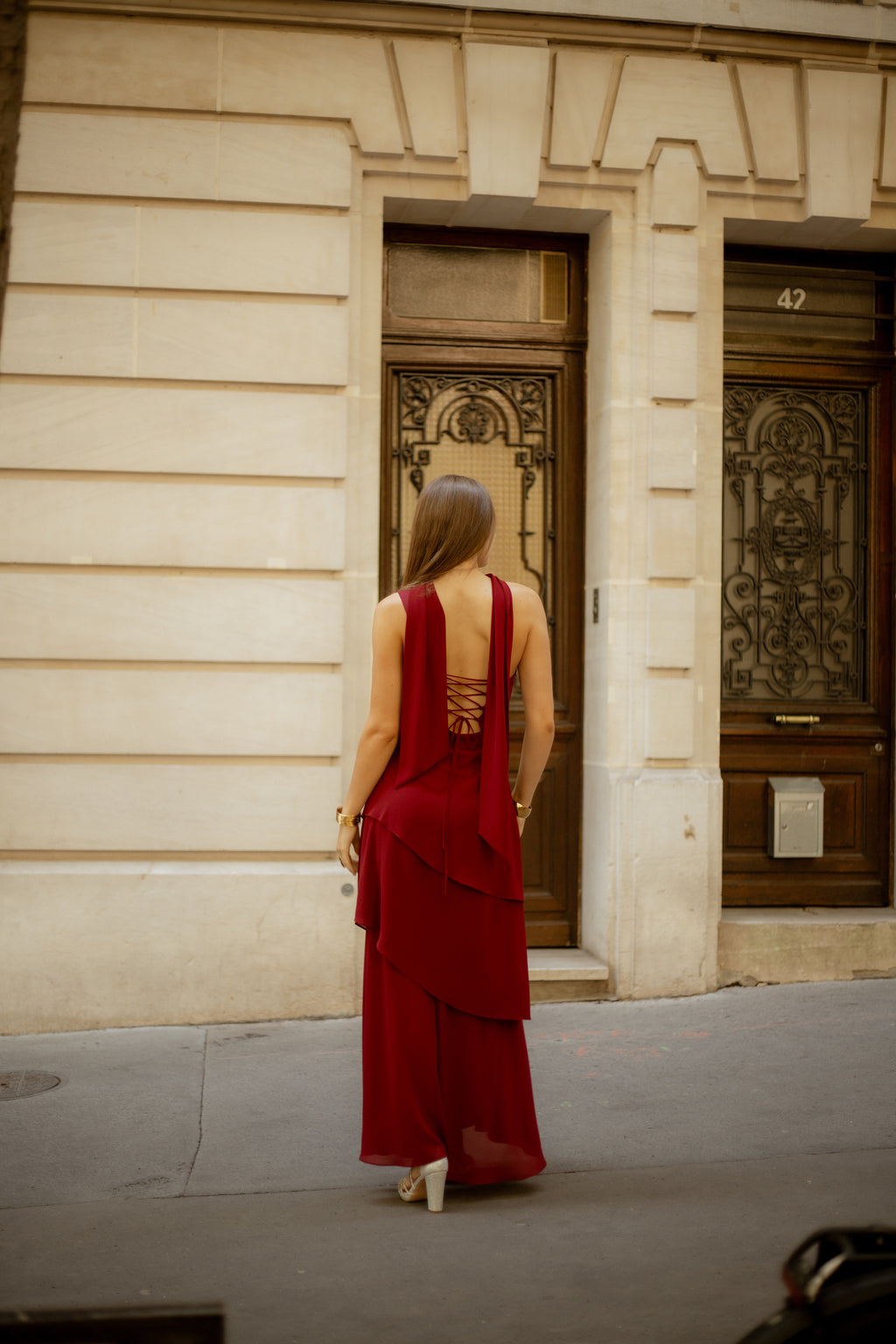 Robe longue asymétrique à étole - Shangsi