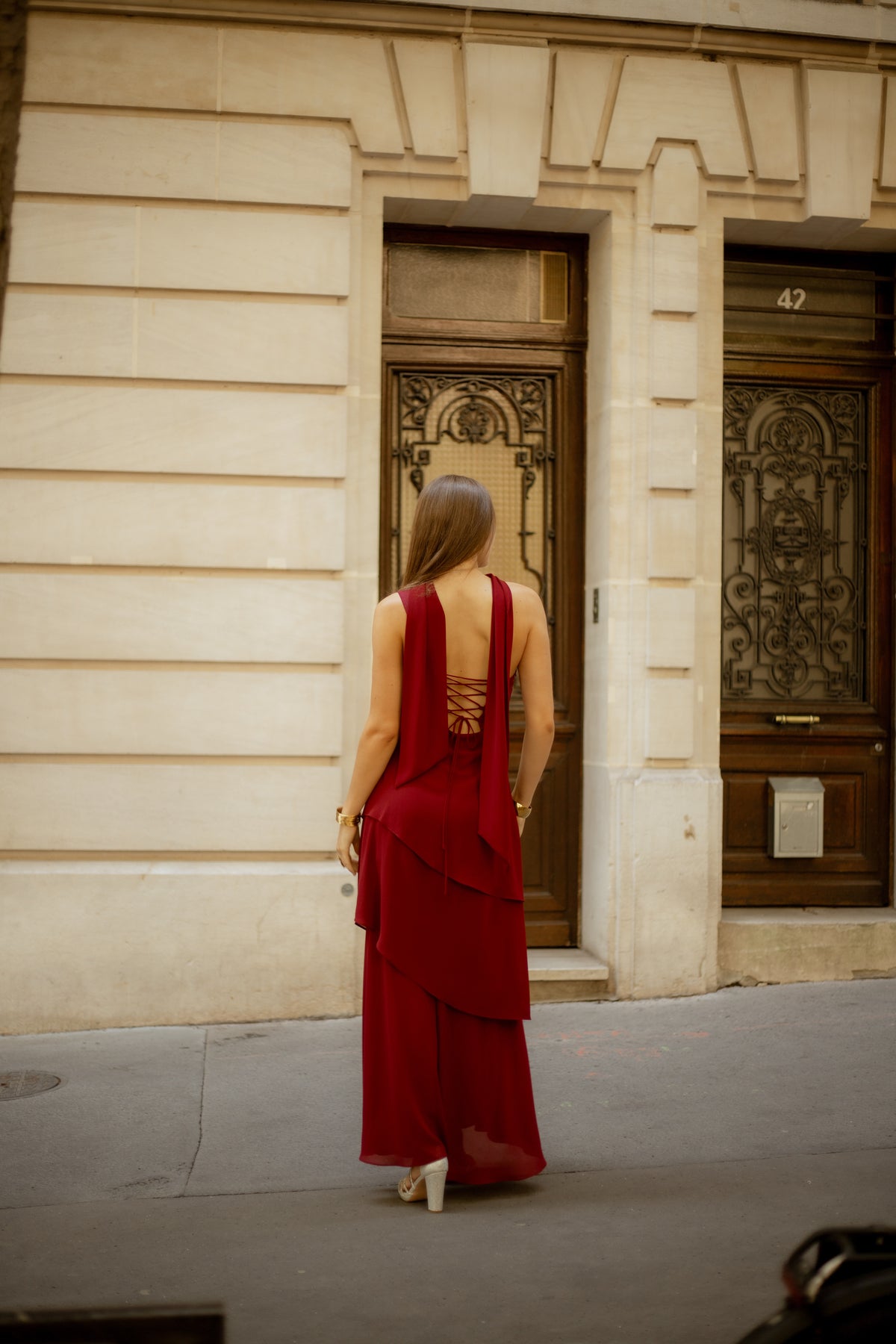 Robe longue asymétrique à étole - Shangsi