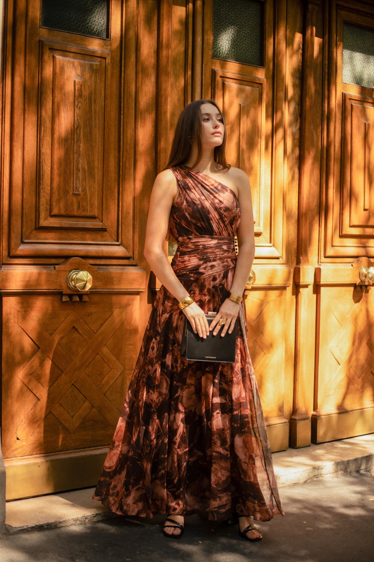 Robe longue imprimée asymétrique - Eaubonne