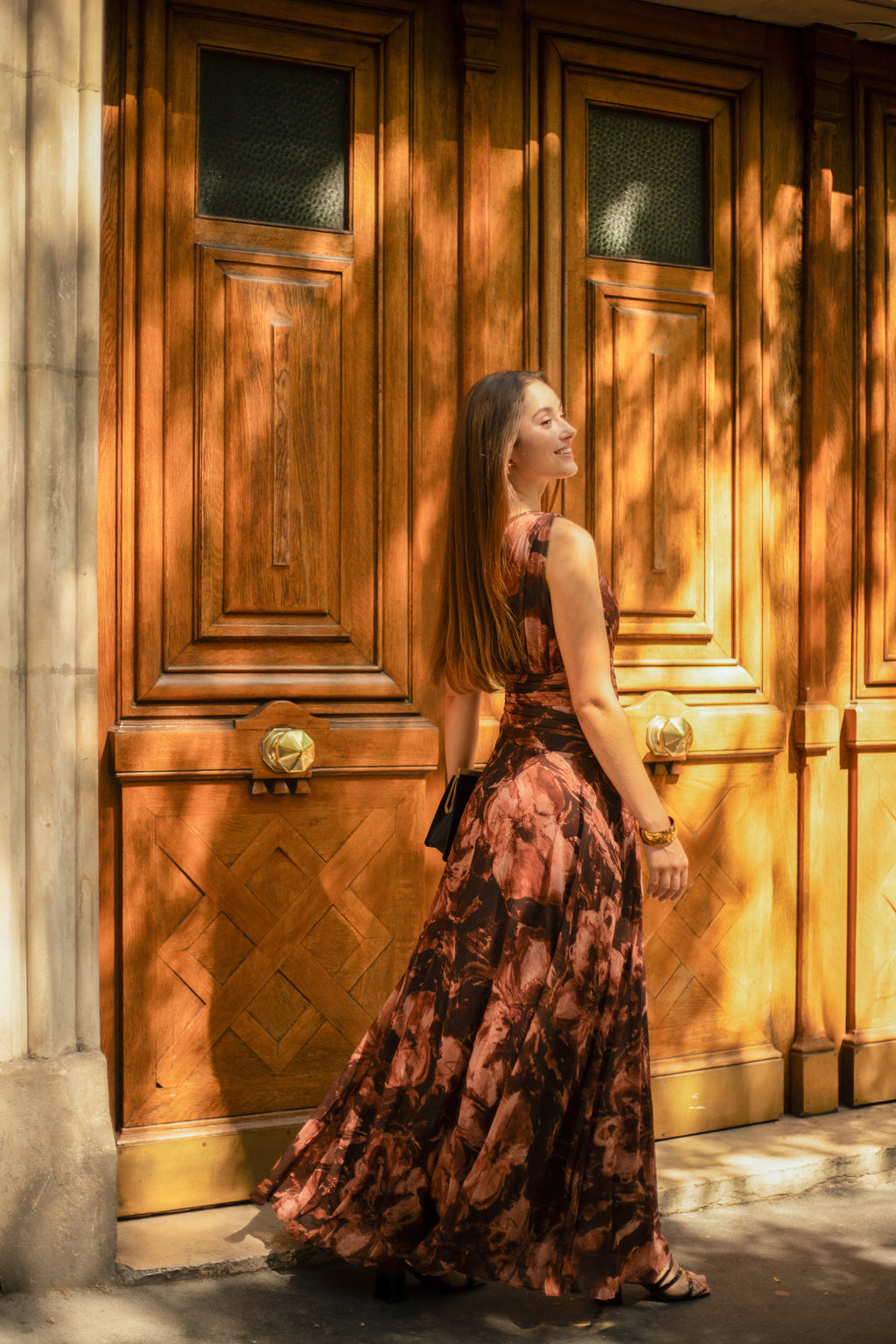 Robe longue imprimée asymétrique - Eaubonne