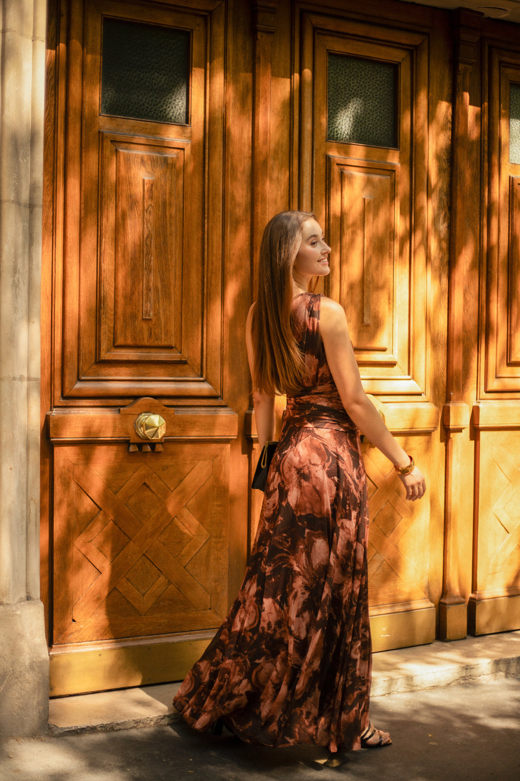 Robe longue imprimée asymétrique - Eaubonne