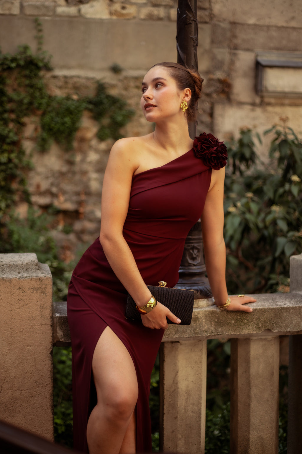 Robe longue asymétrique à fleurs - Adelaide