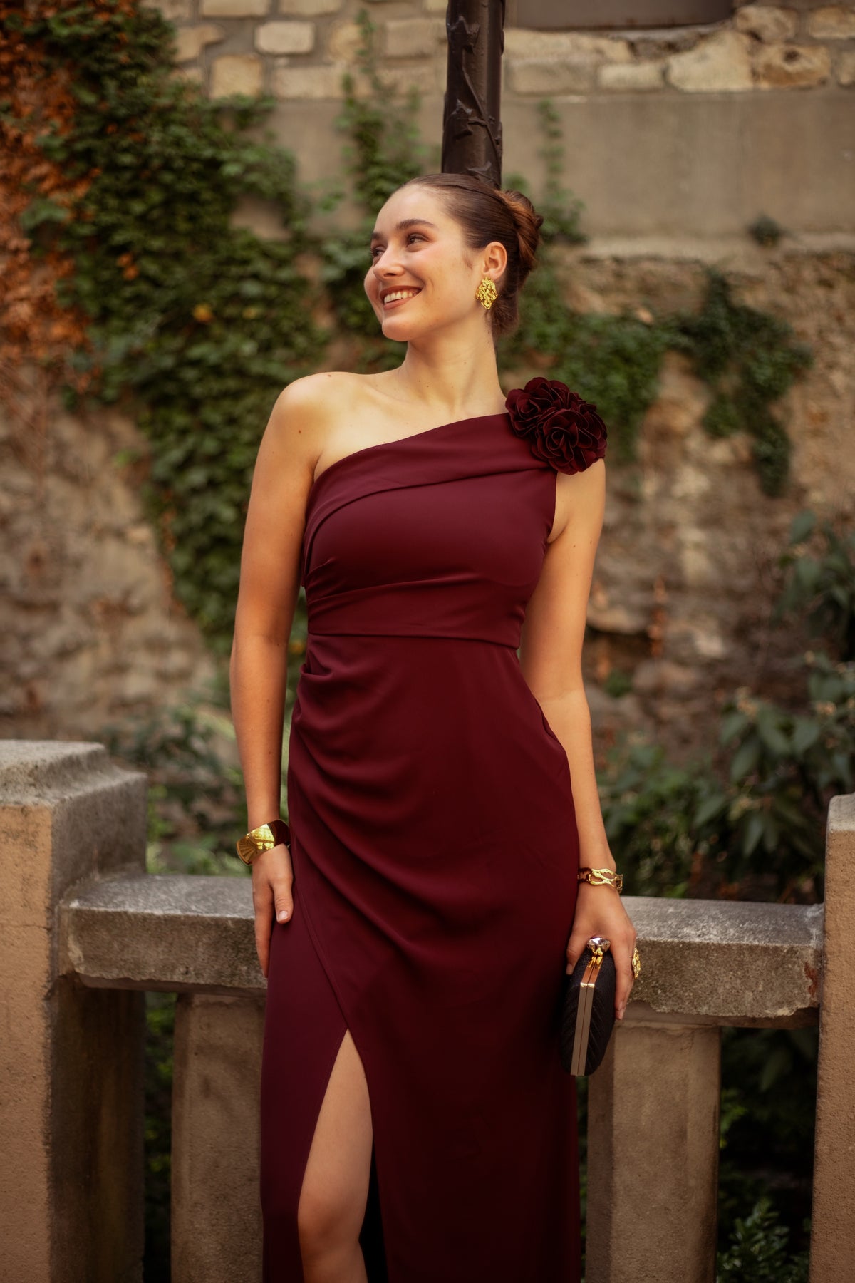Robe longue asymétrique à fleurs - Adelaide