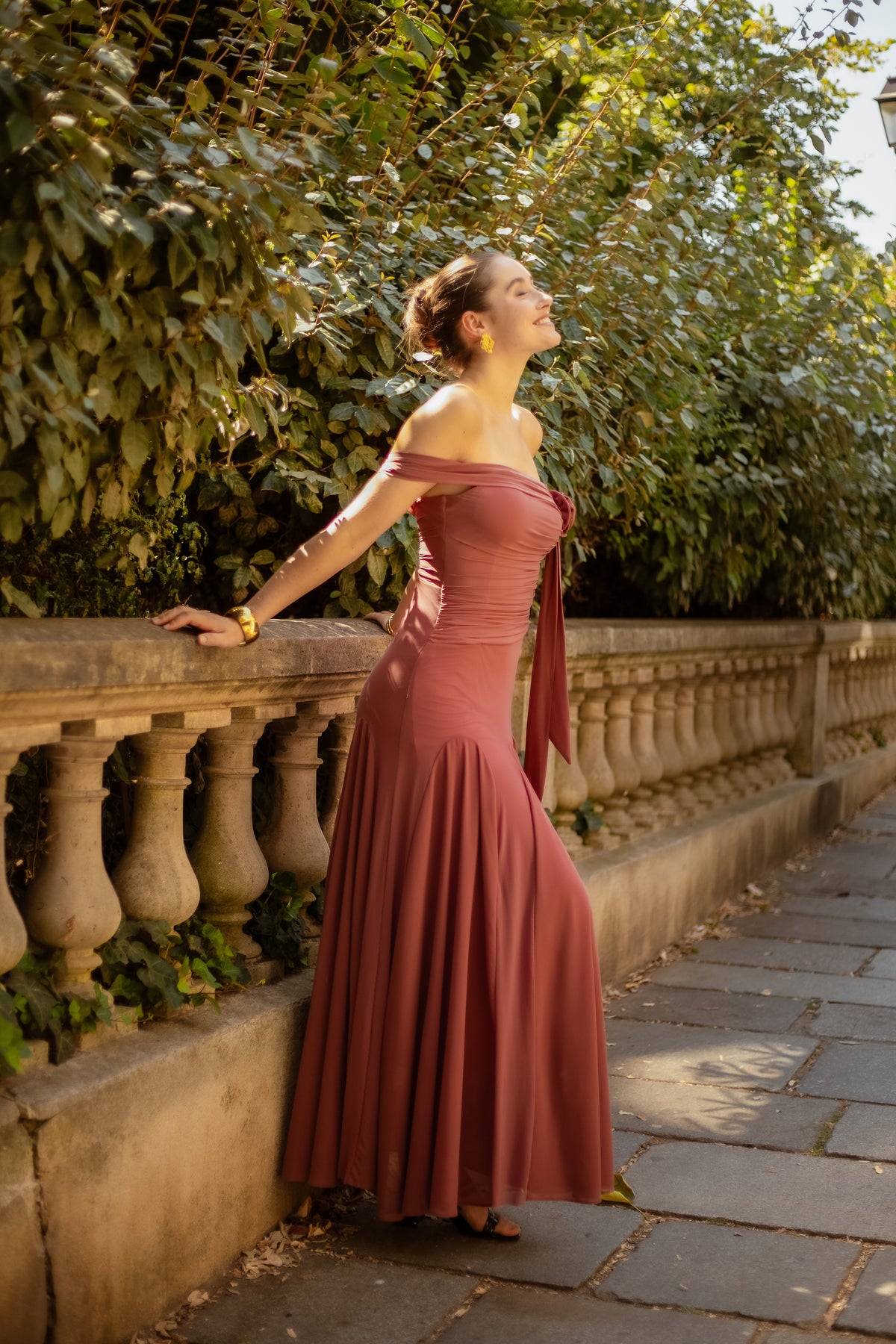 Robe longue asymétrique à col fleur - Shizuoka