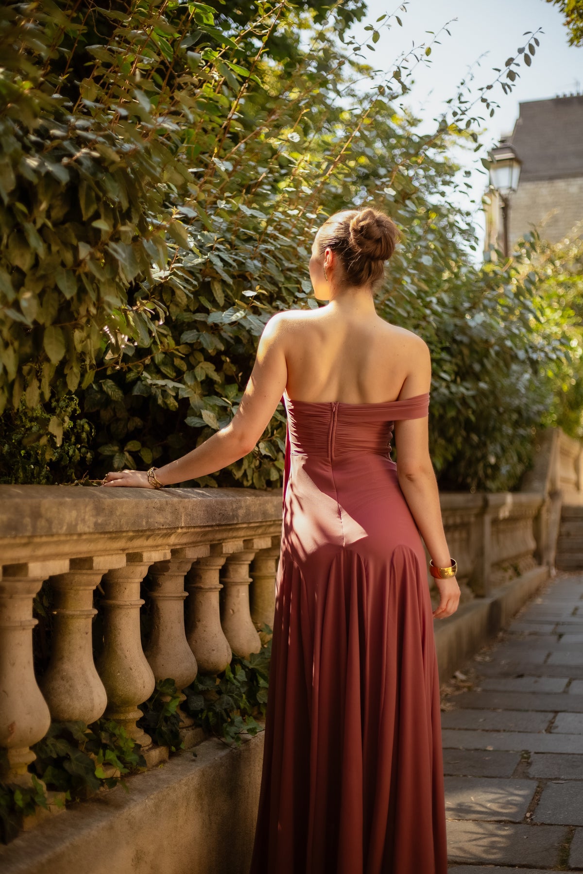 Robe longue asymétrique à col fleur - Shizuoka