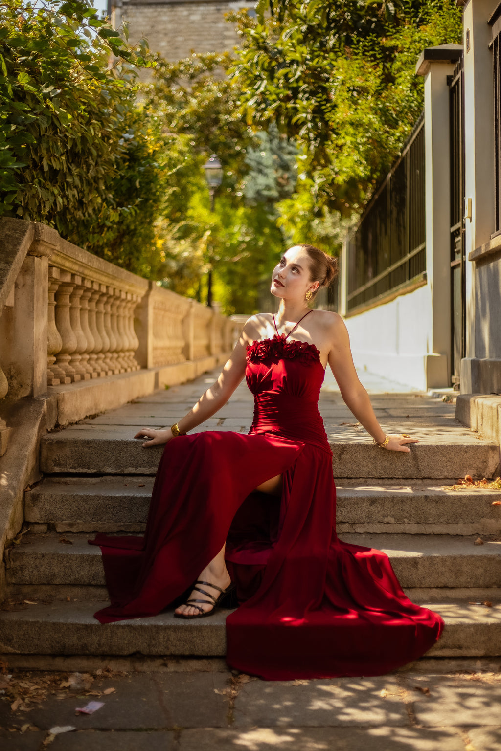 Robe longue à fleurs 3D et bretelles croisées - Darwin
