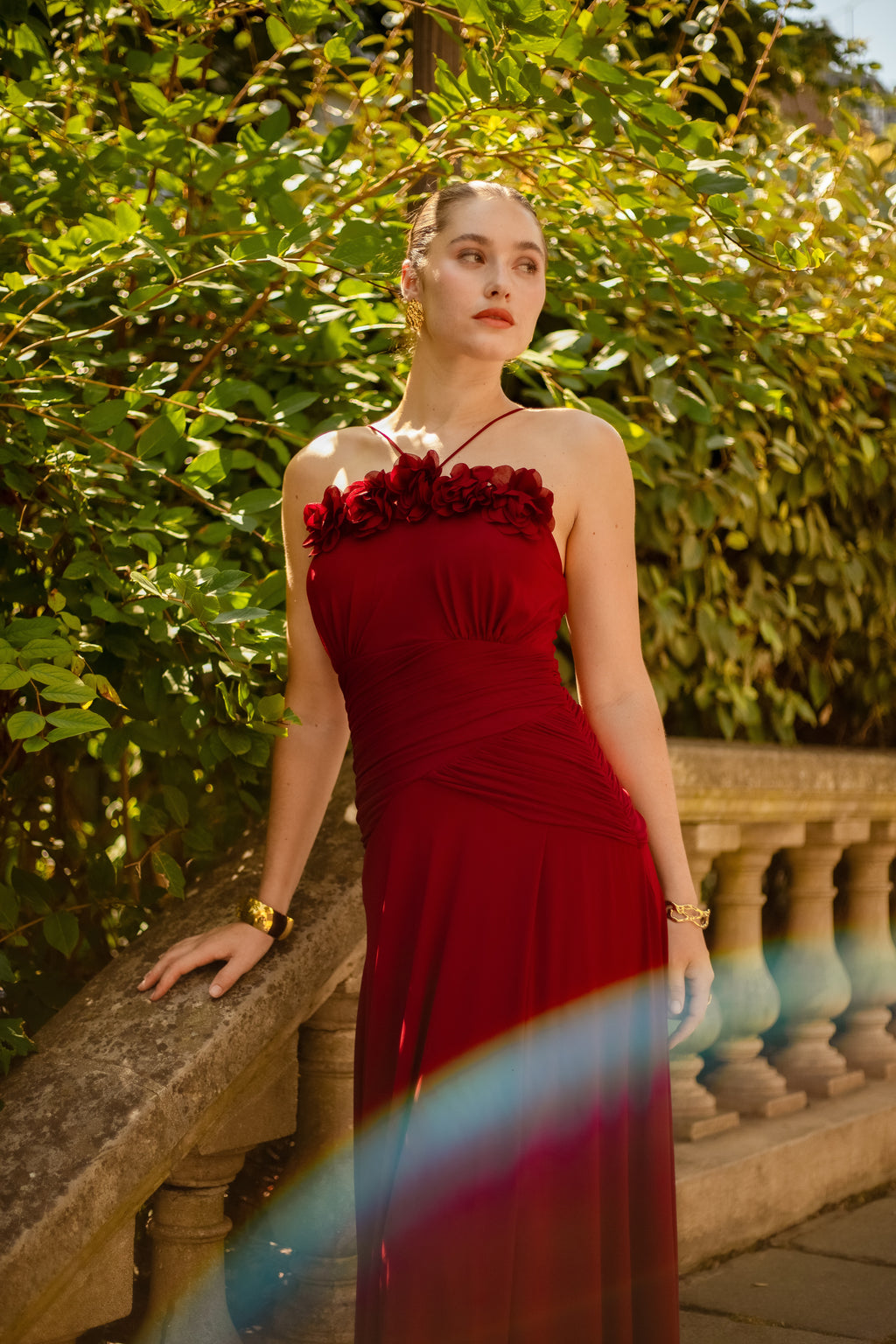 Robe longue à fleurs 3D et bretelles croisées - Darwin