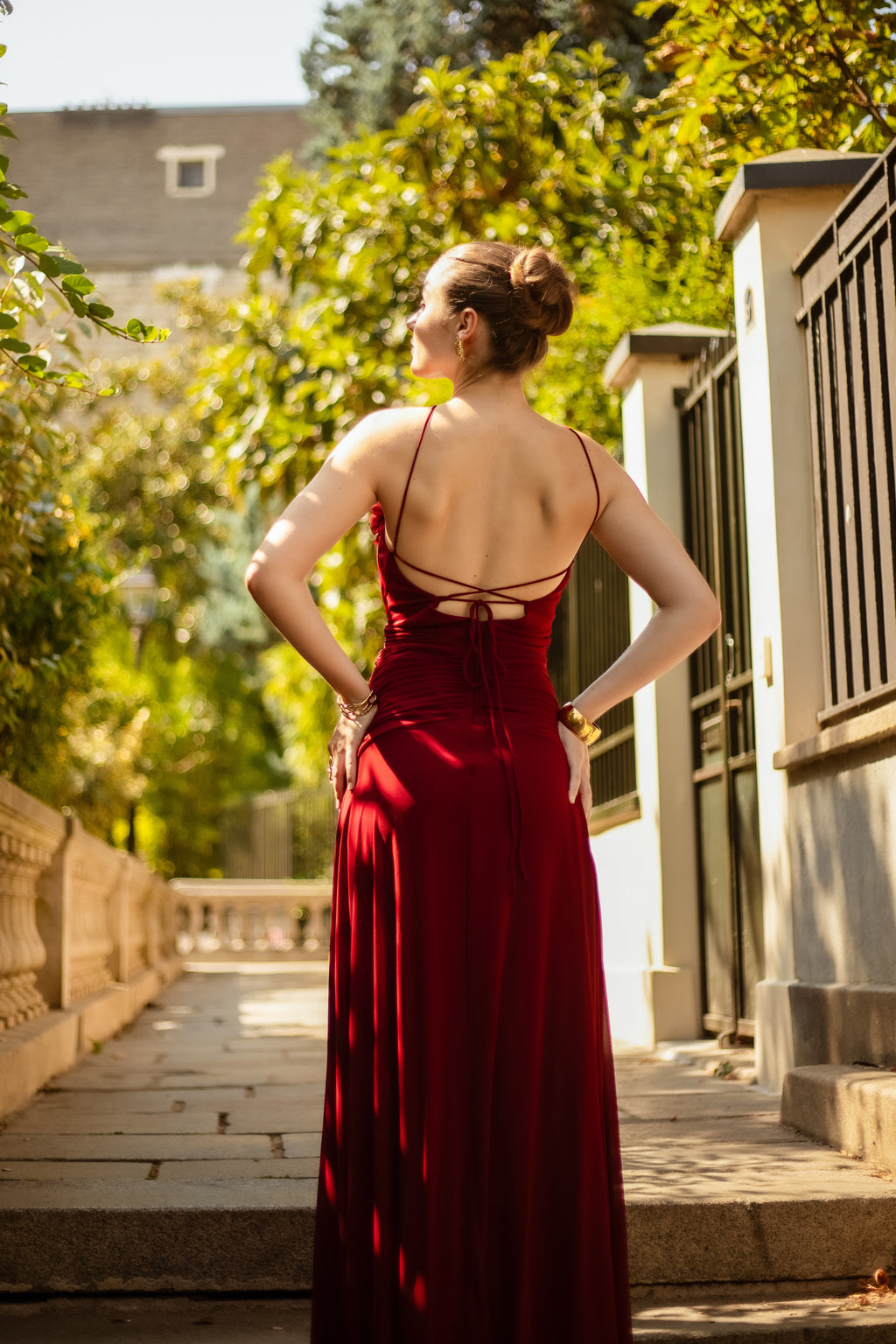 Robe longue à fleurs 3D et bretelles croisées - Darwin
