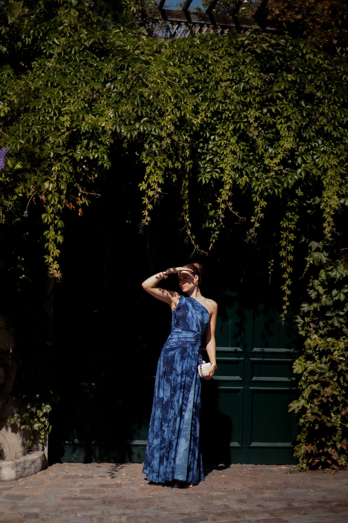 Robe longue imprimée asymétrique - Eaubonne