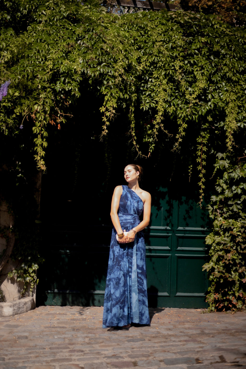 Robe longue imprimée asymétrique - Eaubonne