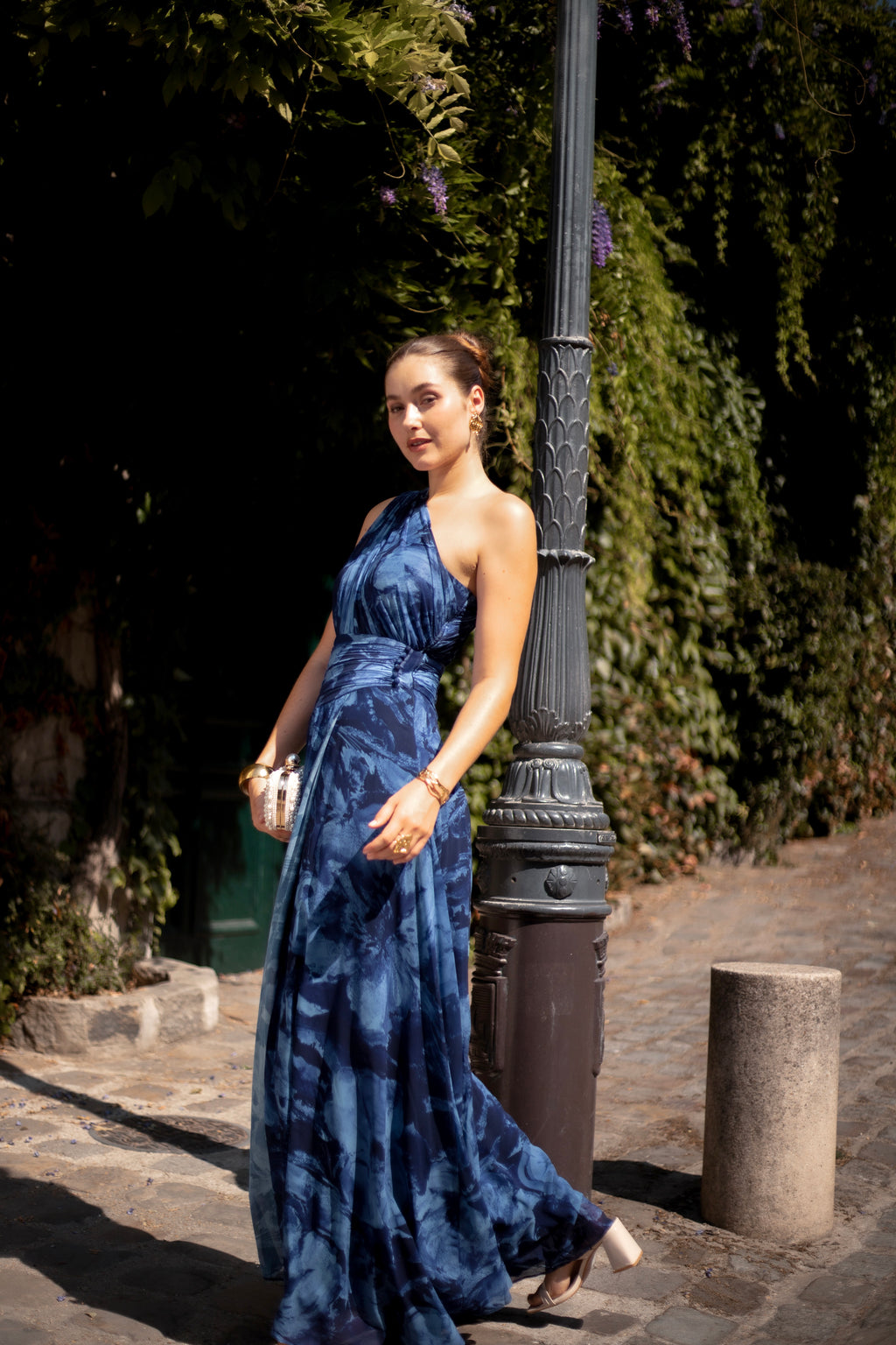 Robe longue imprimée asymétrique - Eaubonne