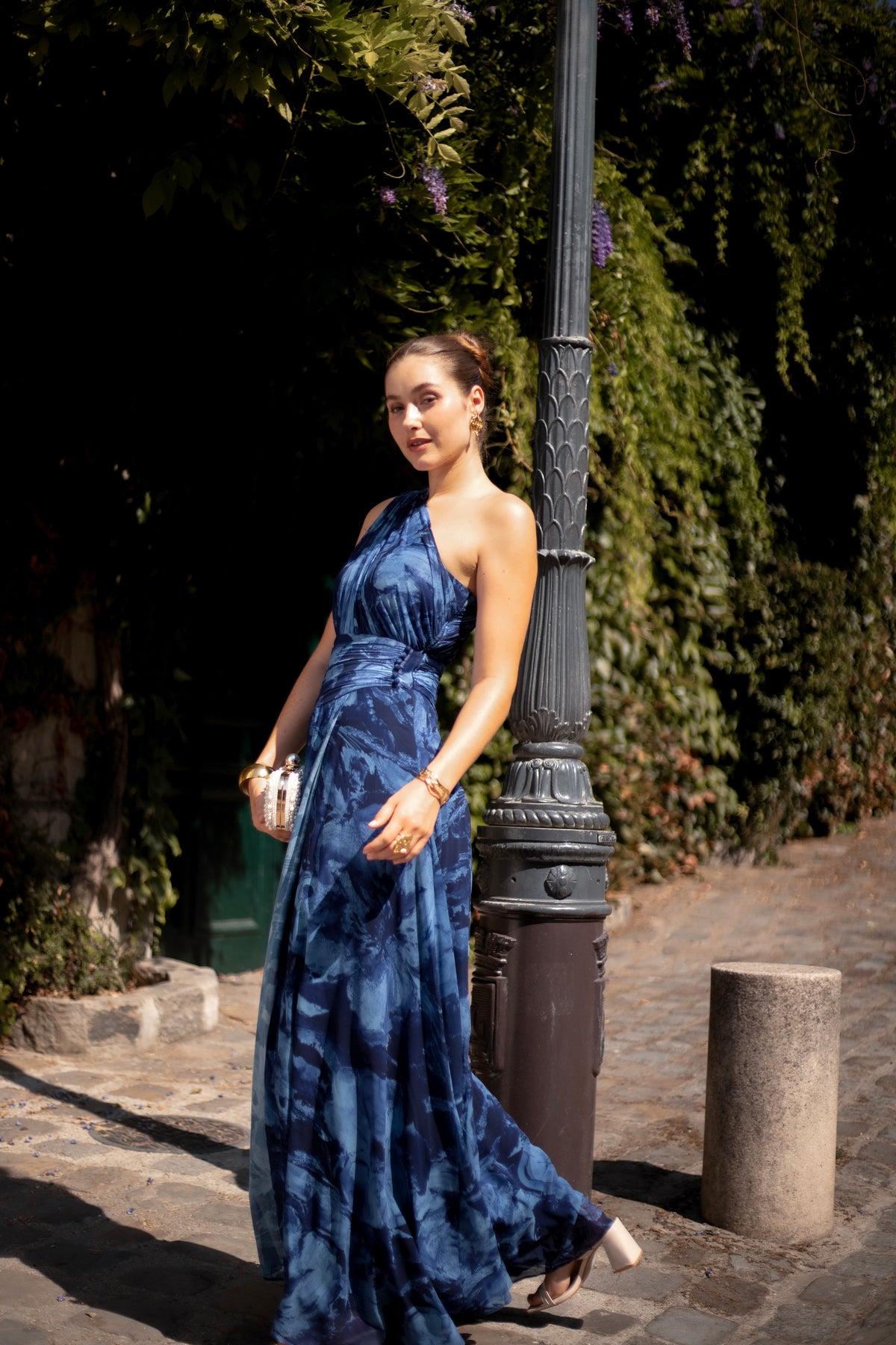 Robe longue imprimée asymétrique - Eaubonne