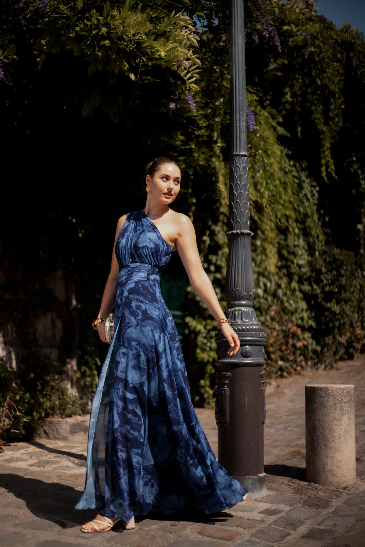 Robe longue imprimée asymétrique - Eaubonne