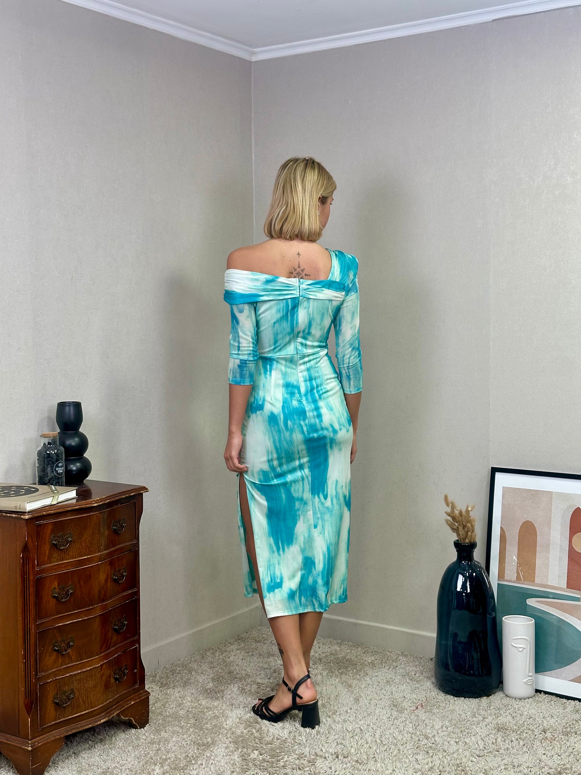 Robe midi drapée asymétrique Minneapolis