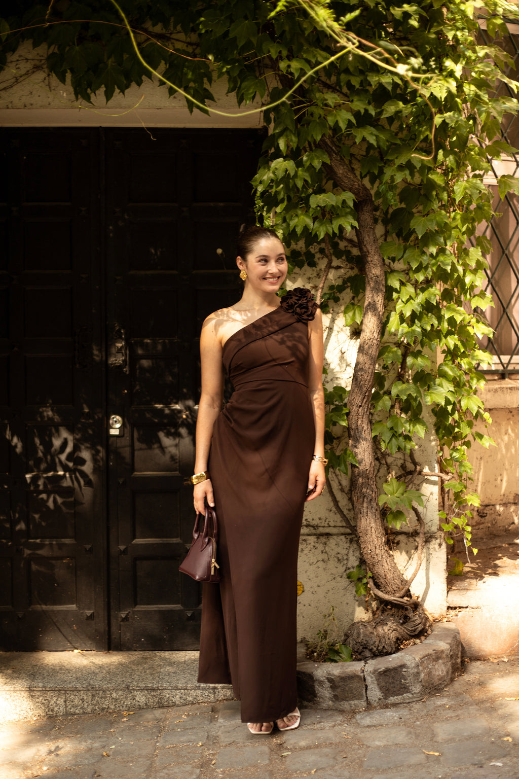 Robe longue asymétrique à fleurs - Adelaide