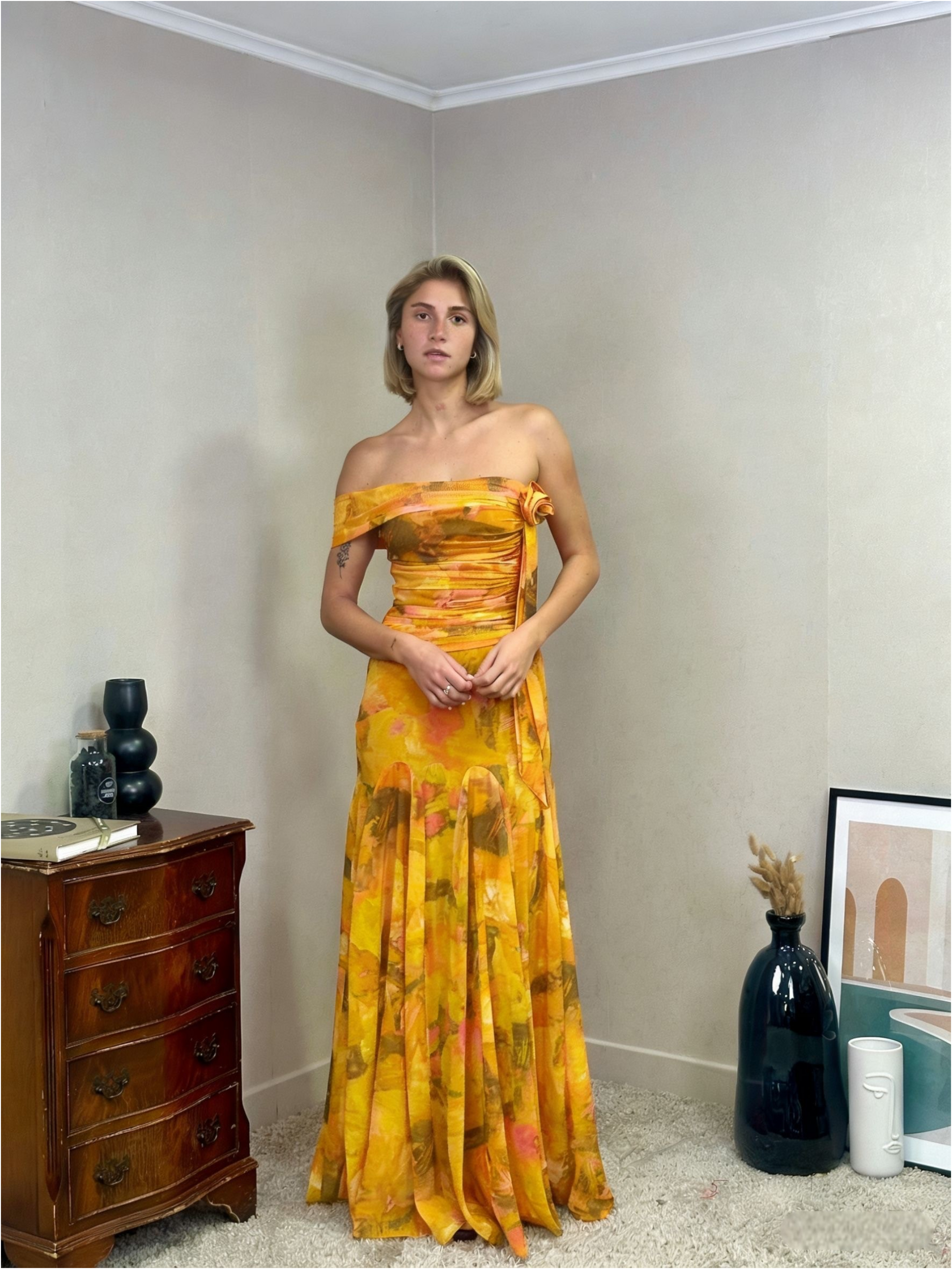 Robe asymétrique fleurie SHIZUOKA