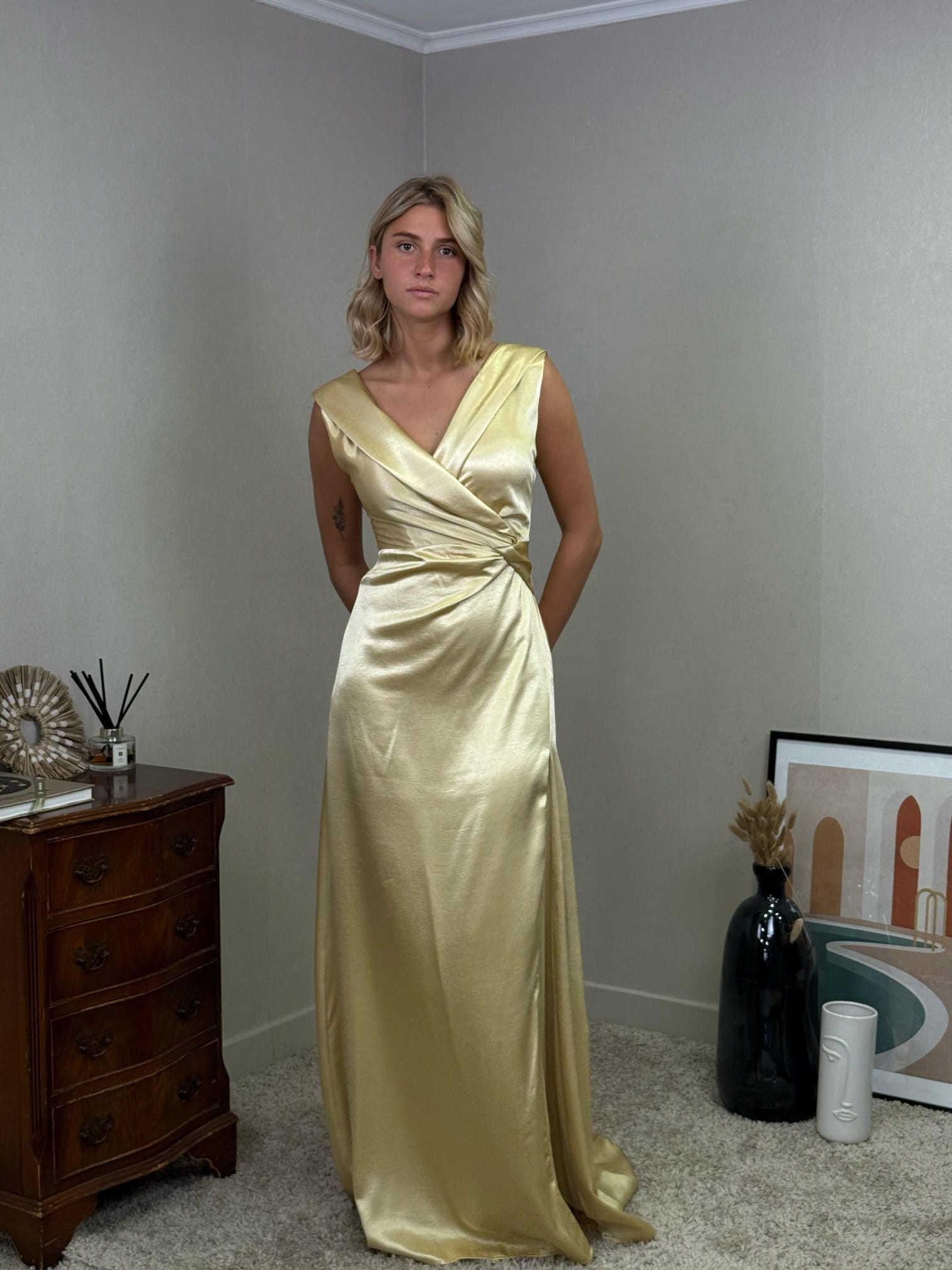 Robe longue satinée croisée RZGOW