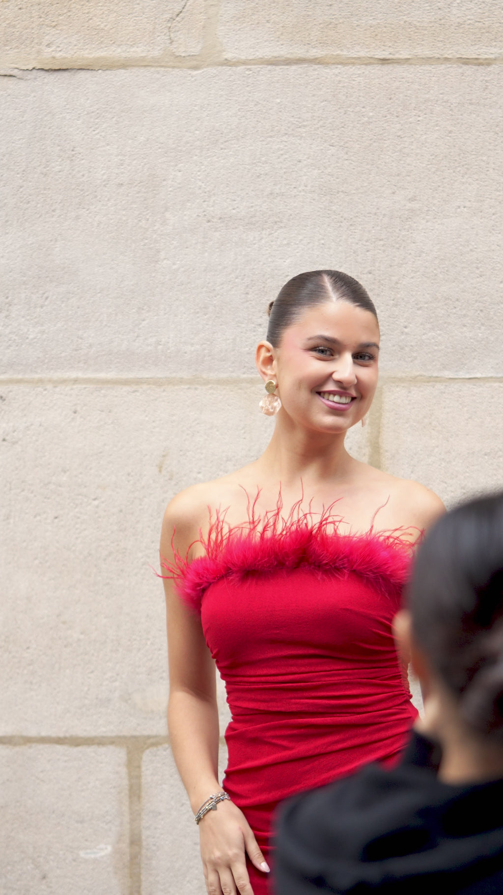 Robe bustier avec plume et belle fente - Vasteras