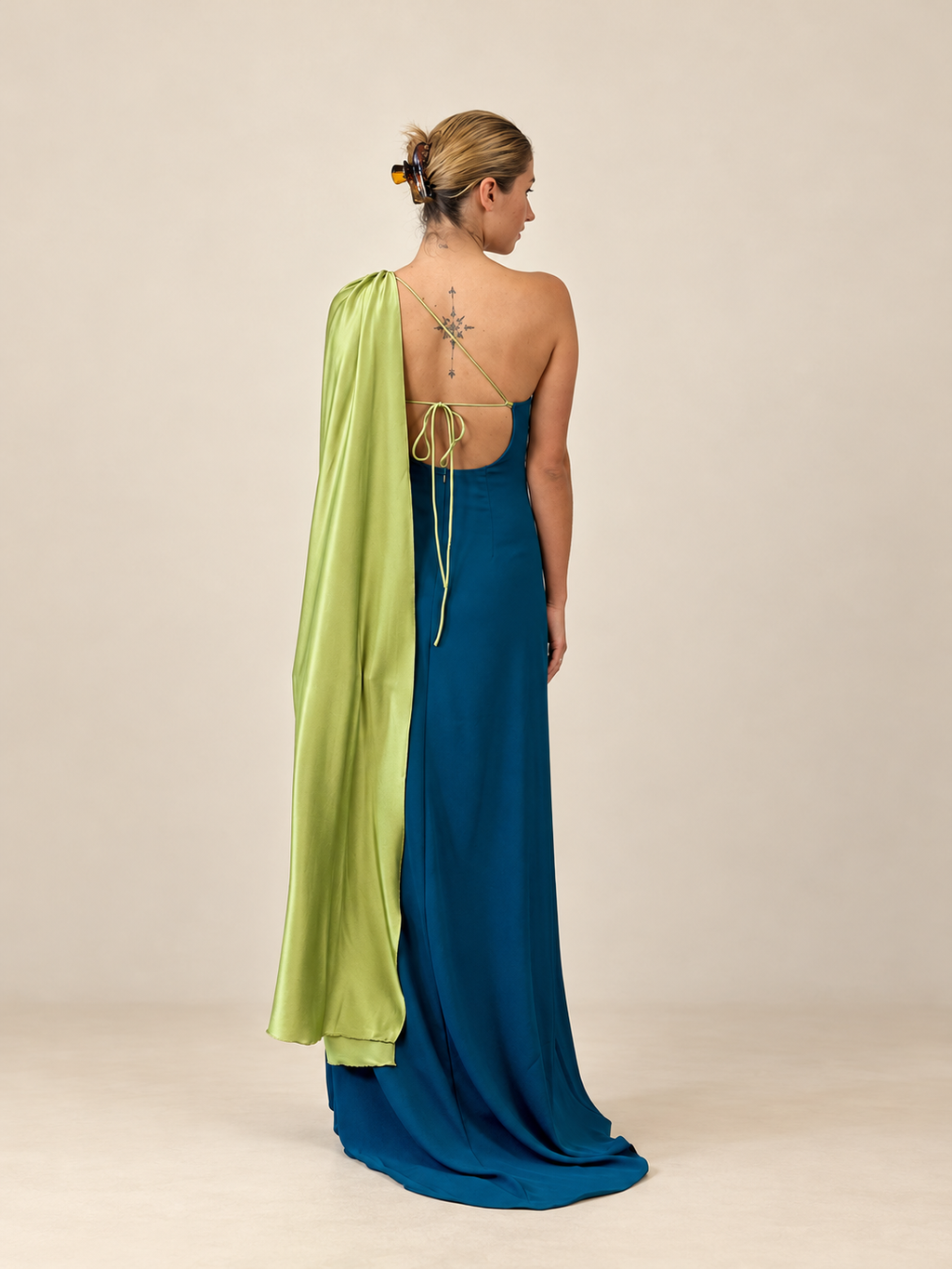 Robe de cérémonie bicolore une épaule à étole - Cagliari V2