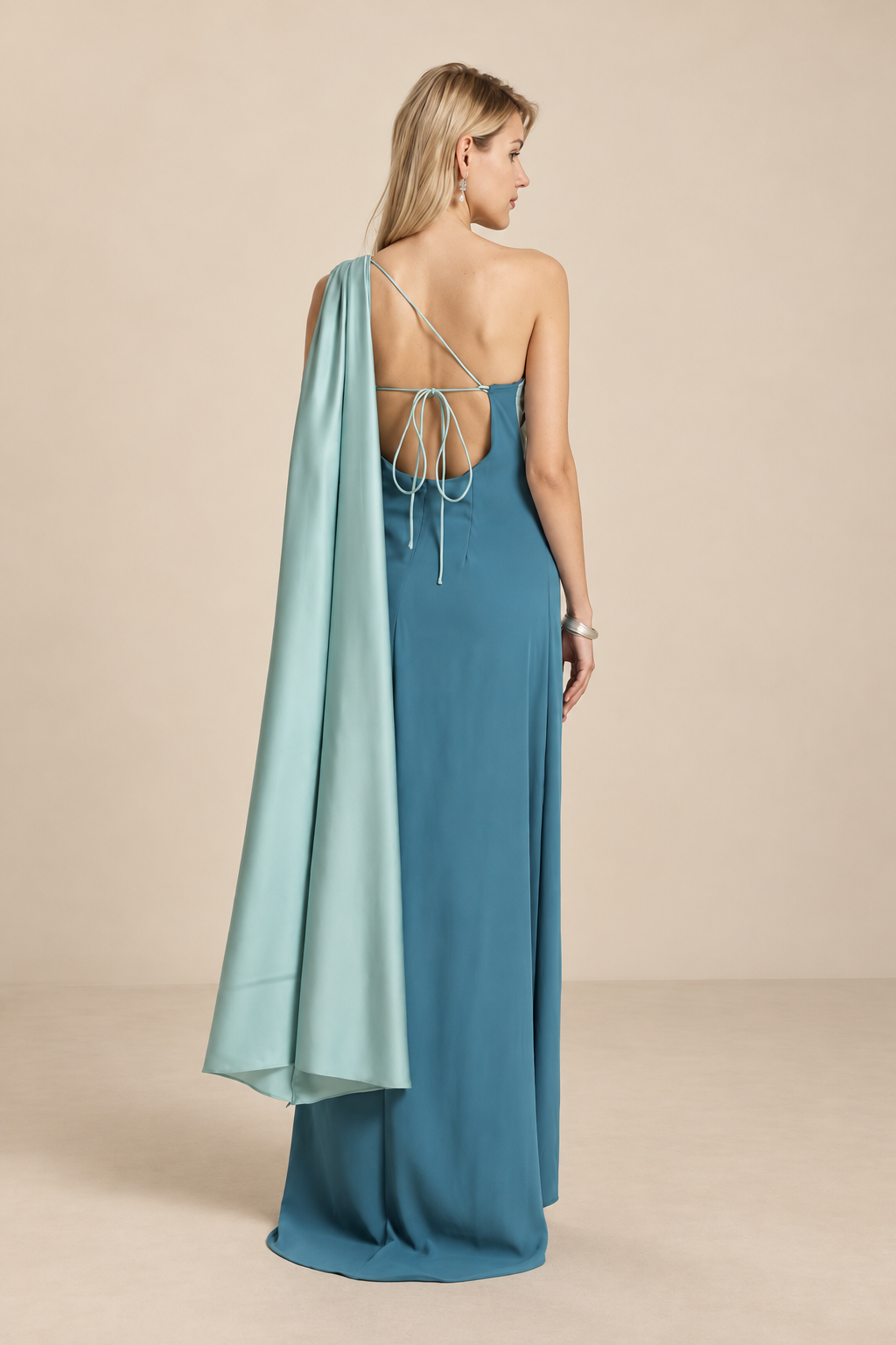 Robe de cérémonie bicolore une épaule à étole - Cagliari V2