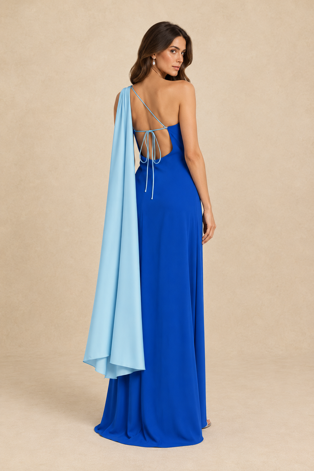 Robe de cérémonie bicolore une épaule à étole - Cagliari V2