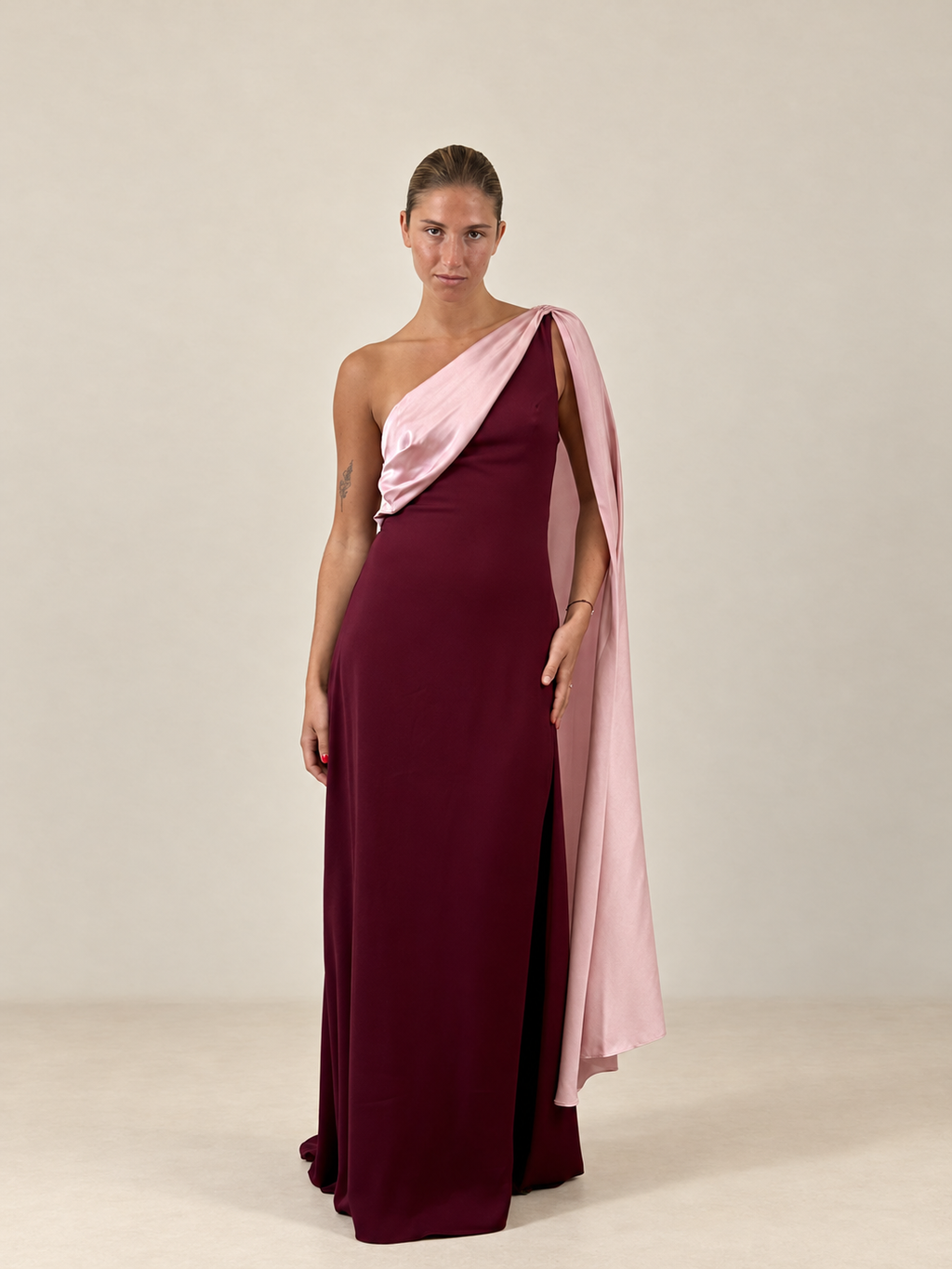 Robe de cérémonie bicolore une épaule à étole - Cagliari V2