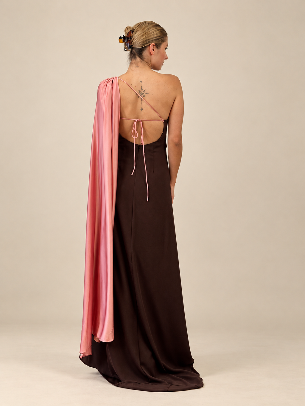 Robe de cérémonie bicolore une épaule à étole - Cagliari V2