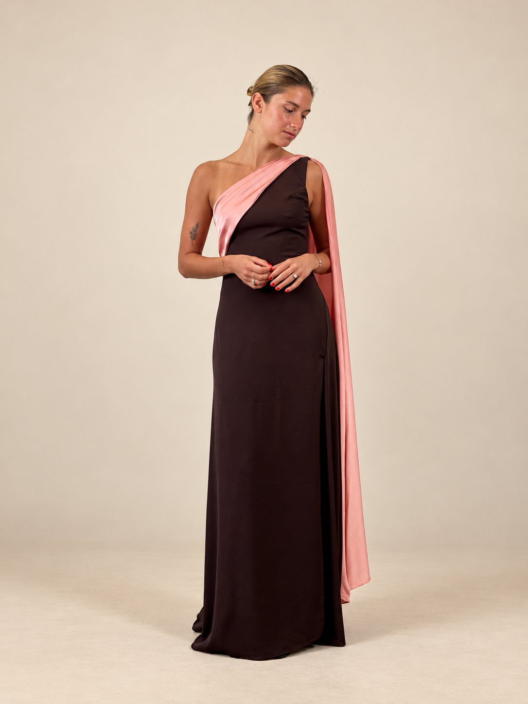 Robe de cérémonie bicolore une épaule à étole - Cagliari V2