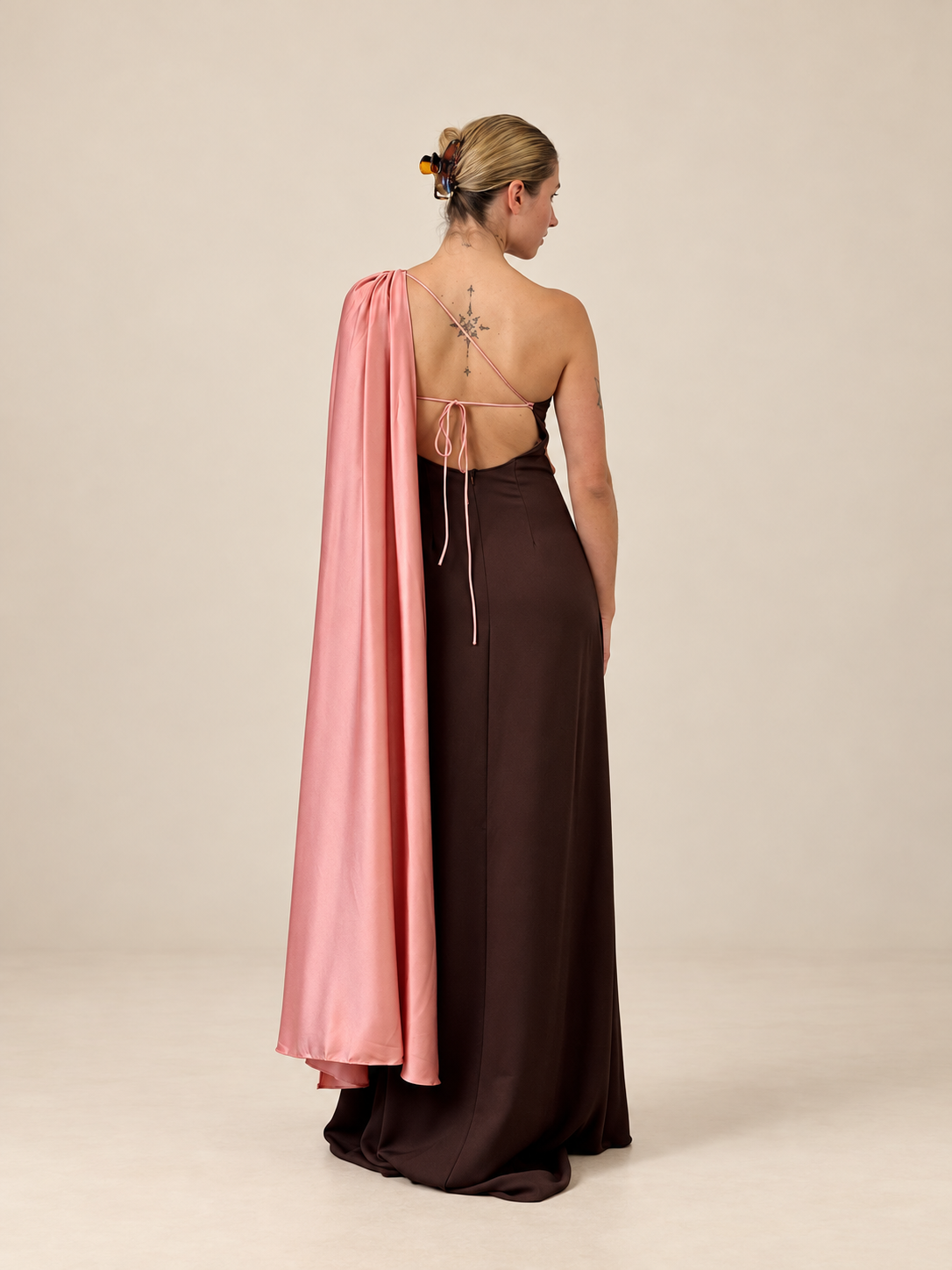 Robe de cérémonie bicolore une épaule à étole - Cagliari V2