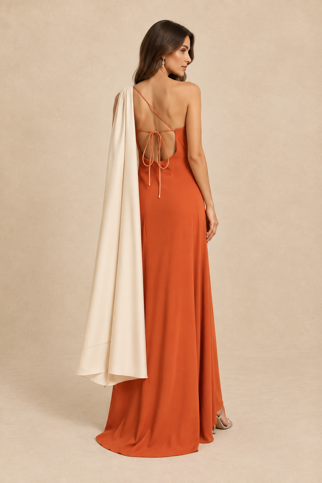 Robe de cérémonie bicolore une épaule à étole - Cagliari V2